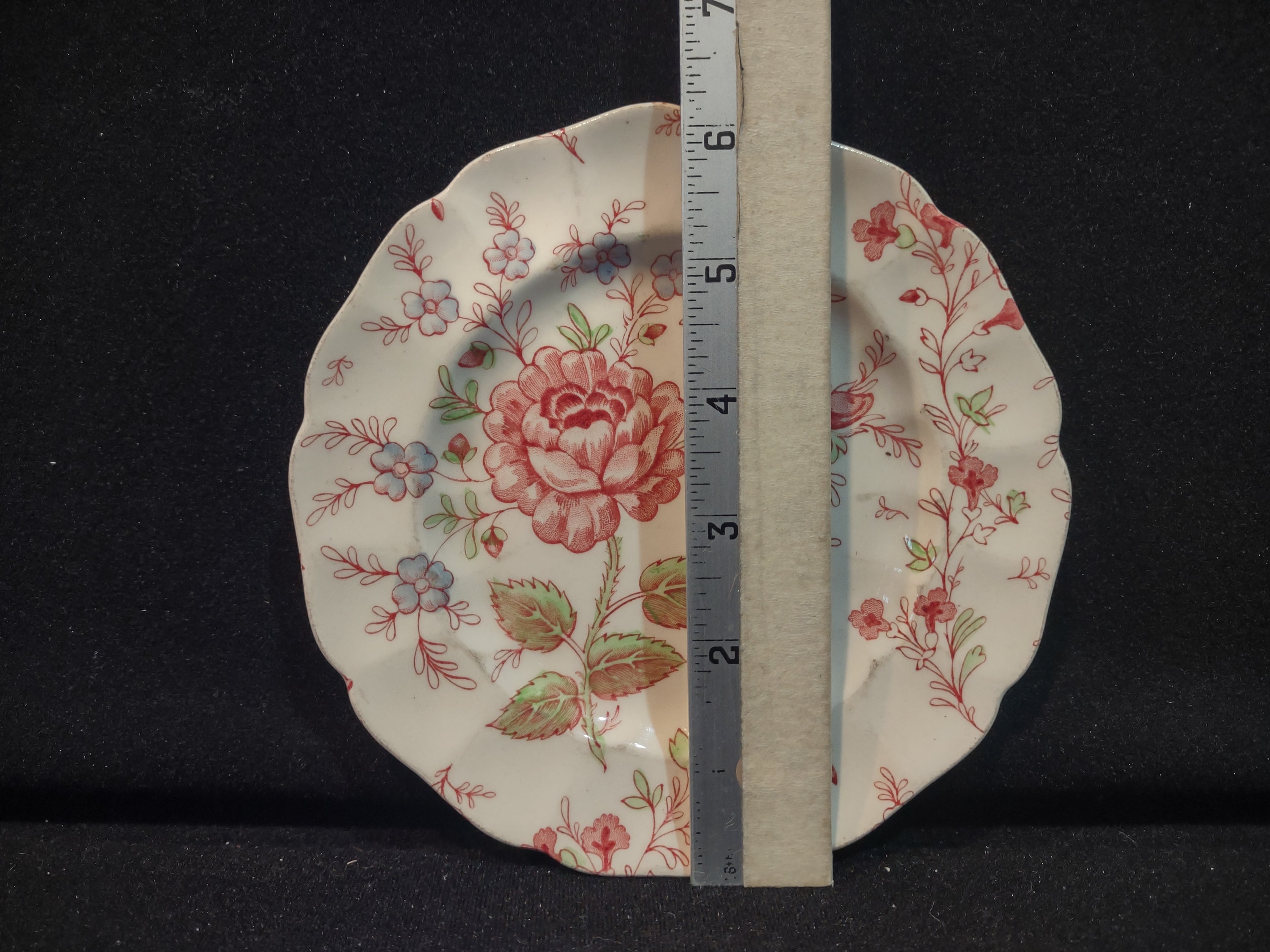 Vintage Small Bread Butter Plate Rose Chintz Johnson Bros Red Stamp (lot 5692)