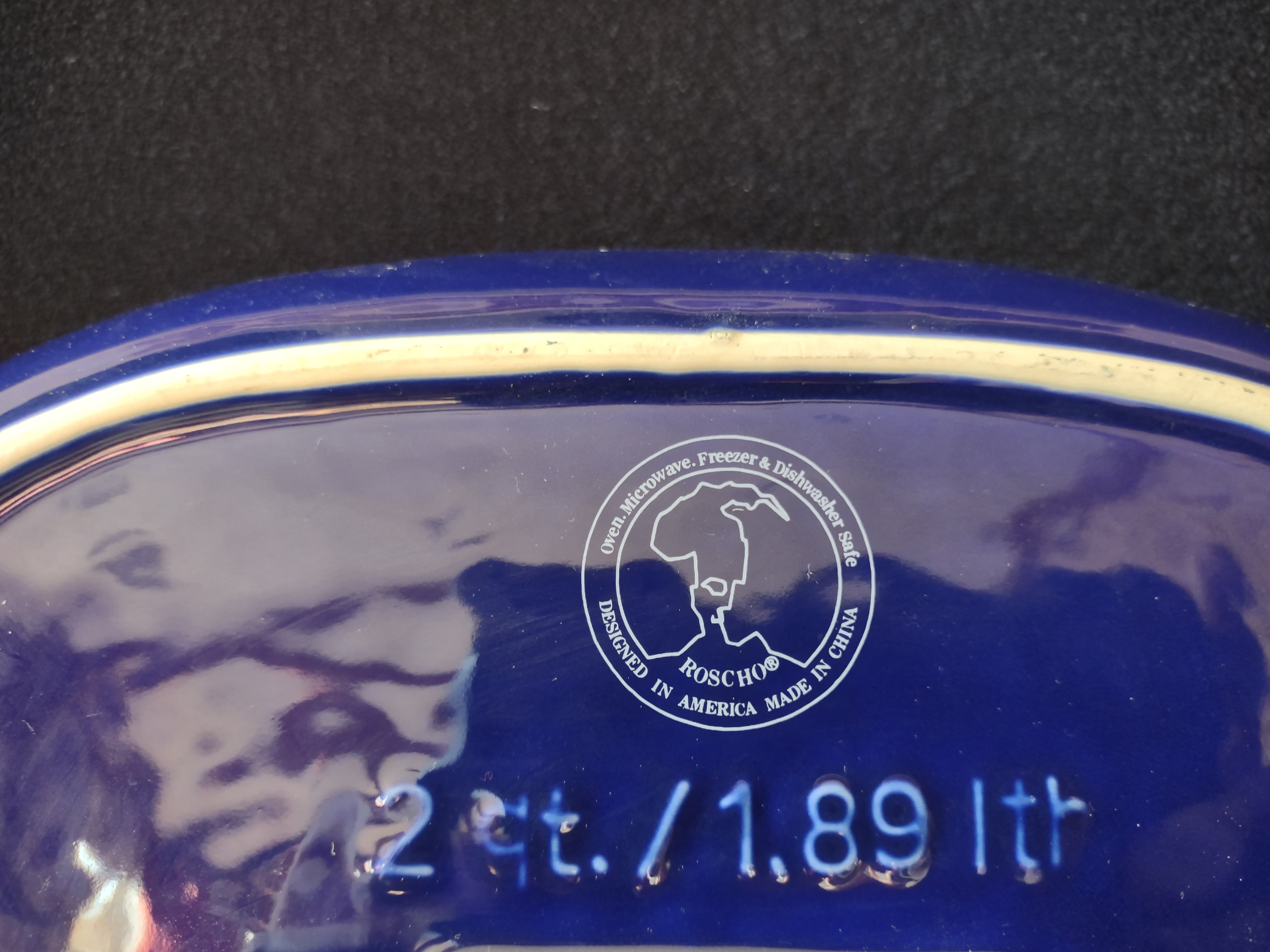 Roscho Coblat Blue 2 Qt Casserole Ceramic for Oven Microwave (lot 5217)