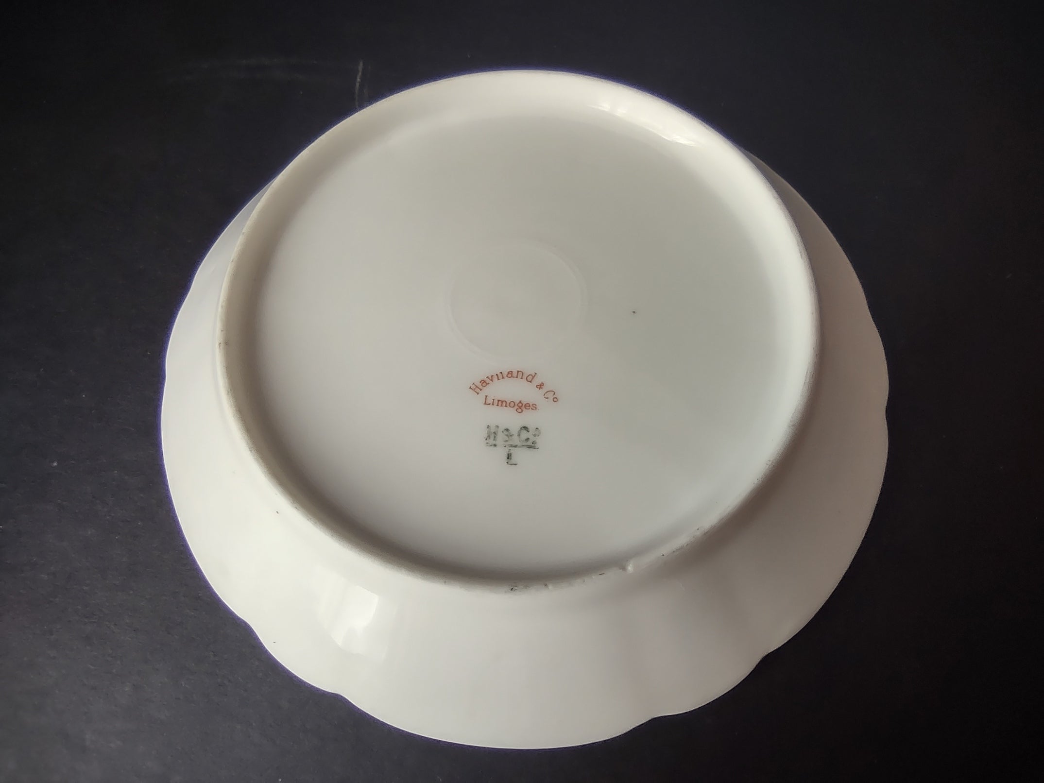 Antique 1889 Haviland Limoges Blue Red Flower Small Bowl (lot 951)