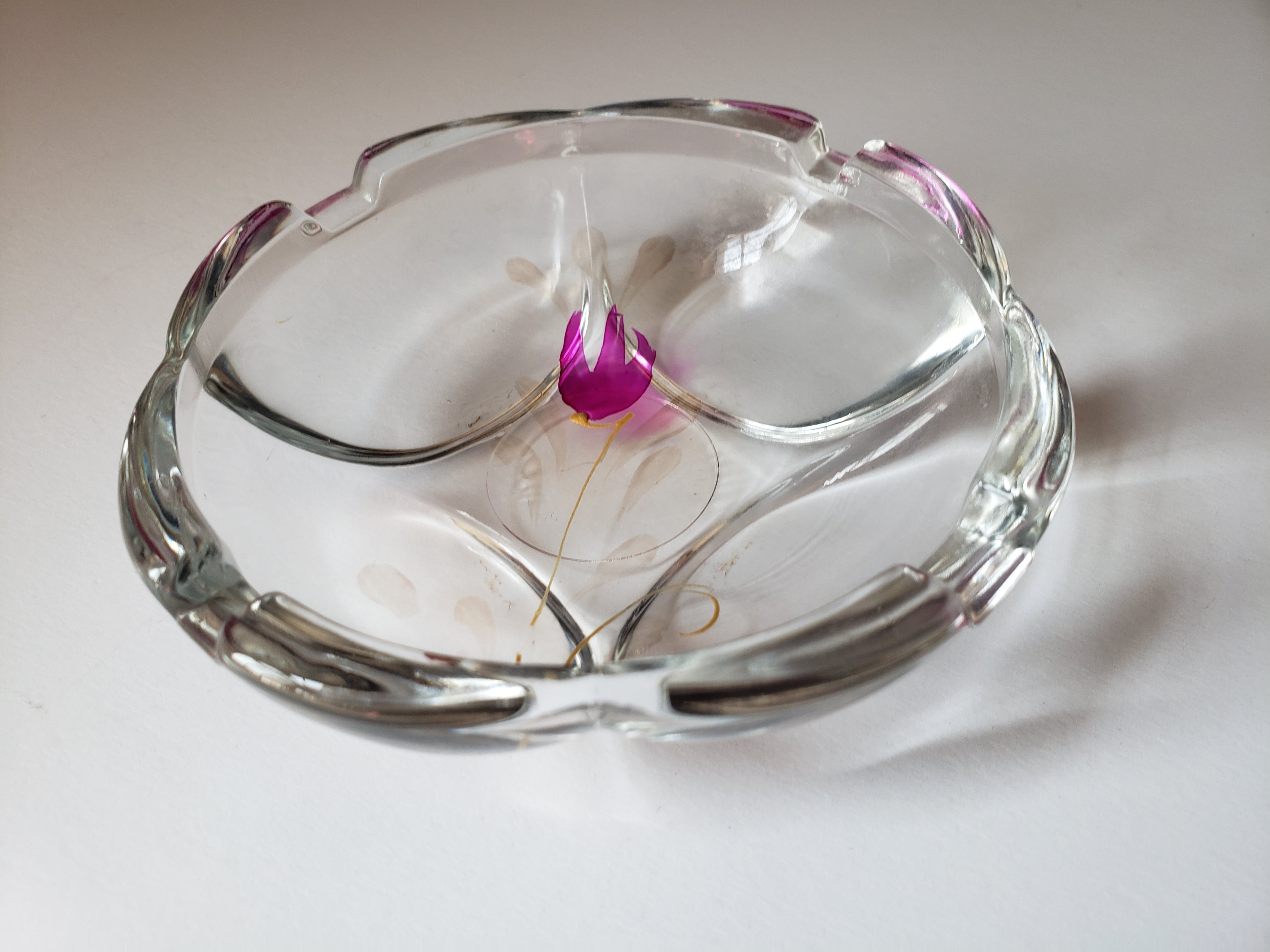 Vintage Fidenza Glass Ashtray Tulip Flower 4" (2151)