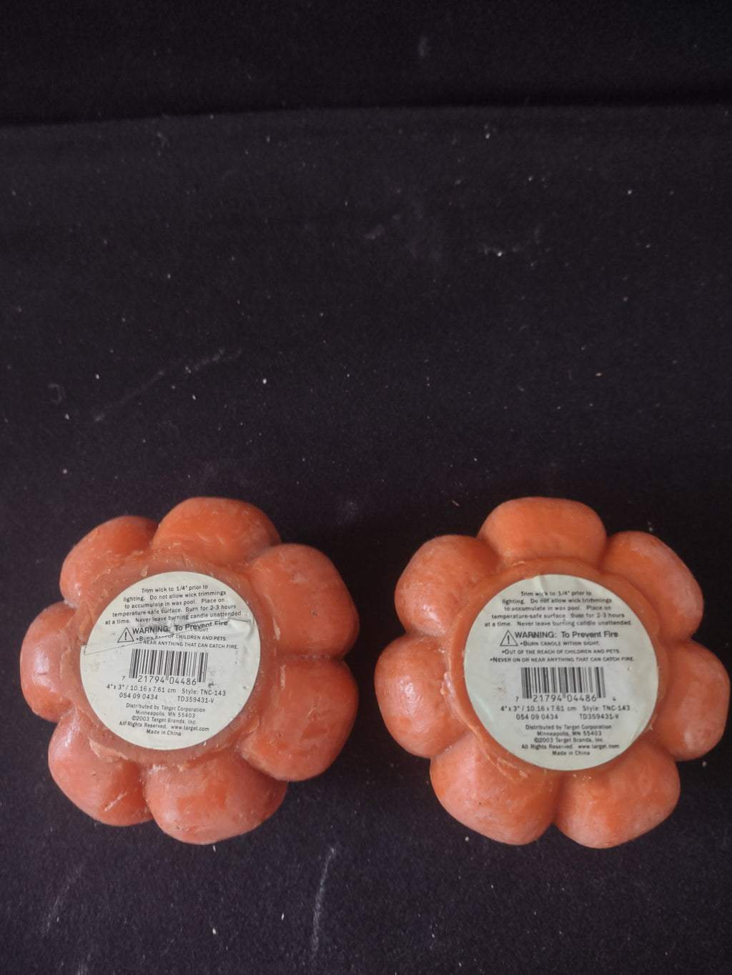 Halloween/Thanksgiving/Fall Wax Orange Candle Arrangement Set Of Three (Lot 3391