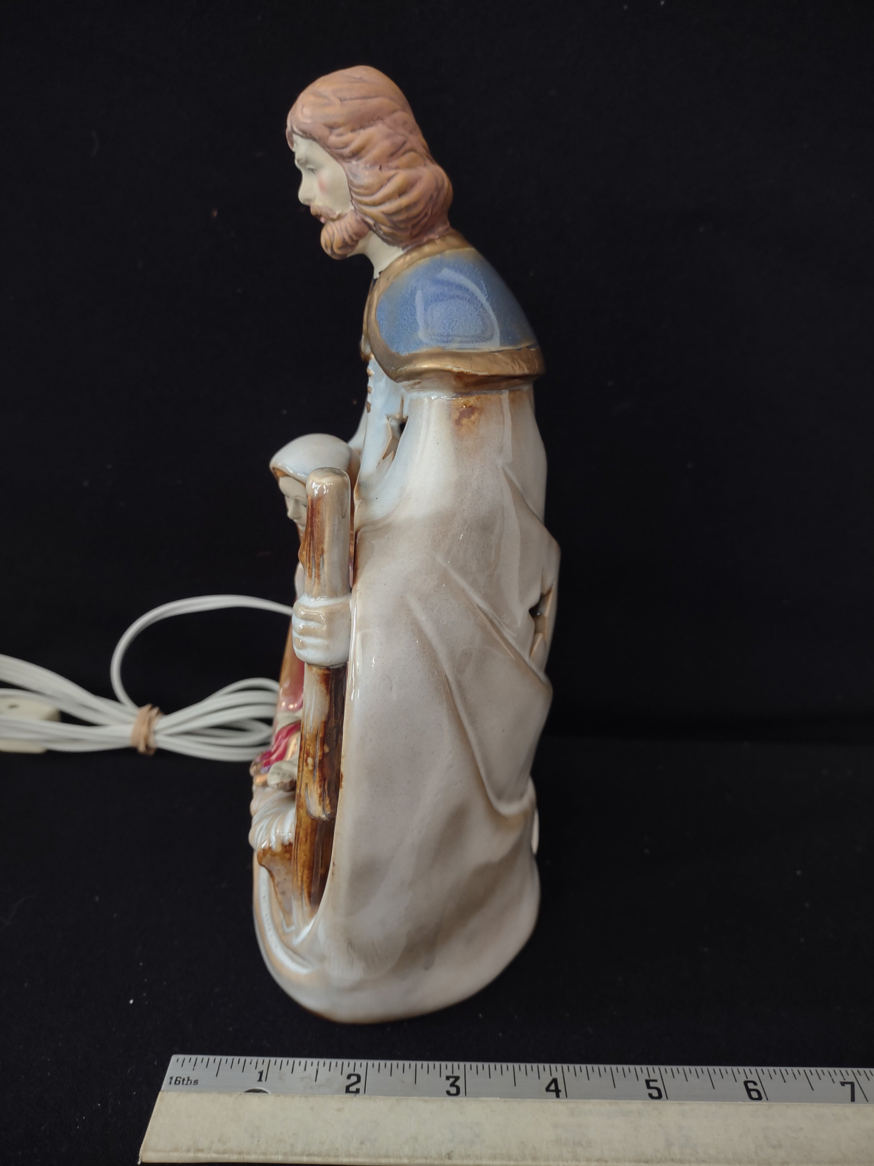 Vintage Lighted Ceramic Joseph Mary Jesus Nativity Christmas (Lot 3615)