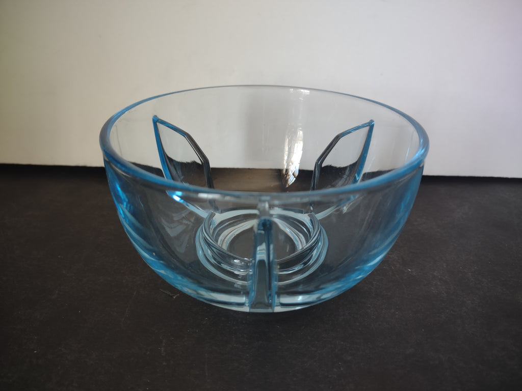 Set of 4 Blue Glass Sea Food Serving Bowl (lot 2716)