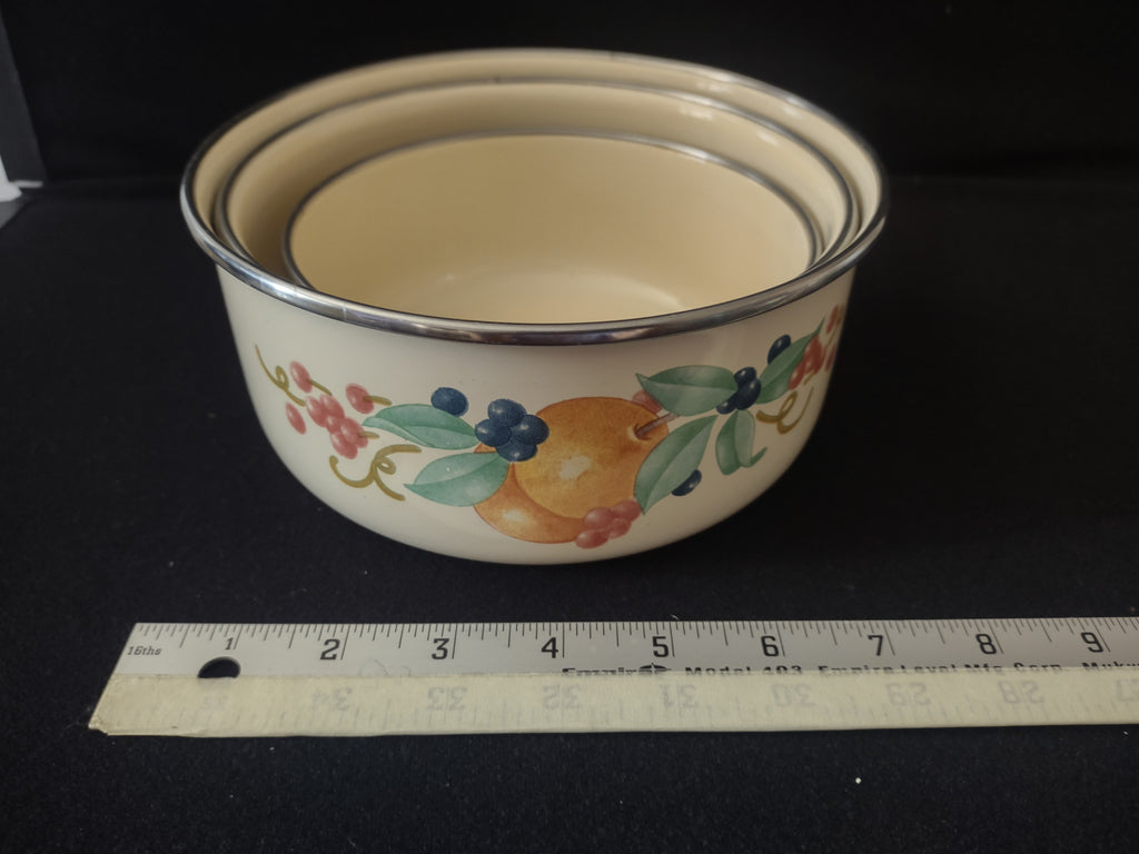 Vintage Lincoware Enamelware Nesting Bowls X 3 (Lot 2955)