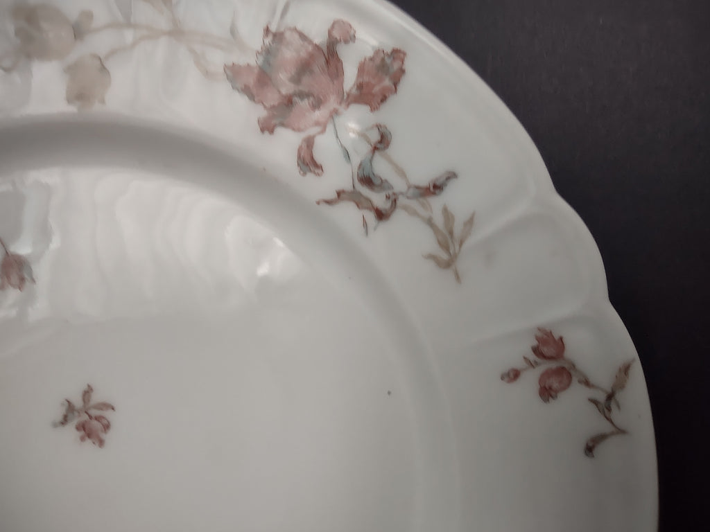 Antique 1889 Haviland Limoges Blue Red Flower Dinner Plate (lot 950)