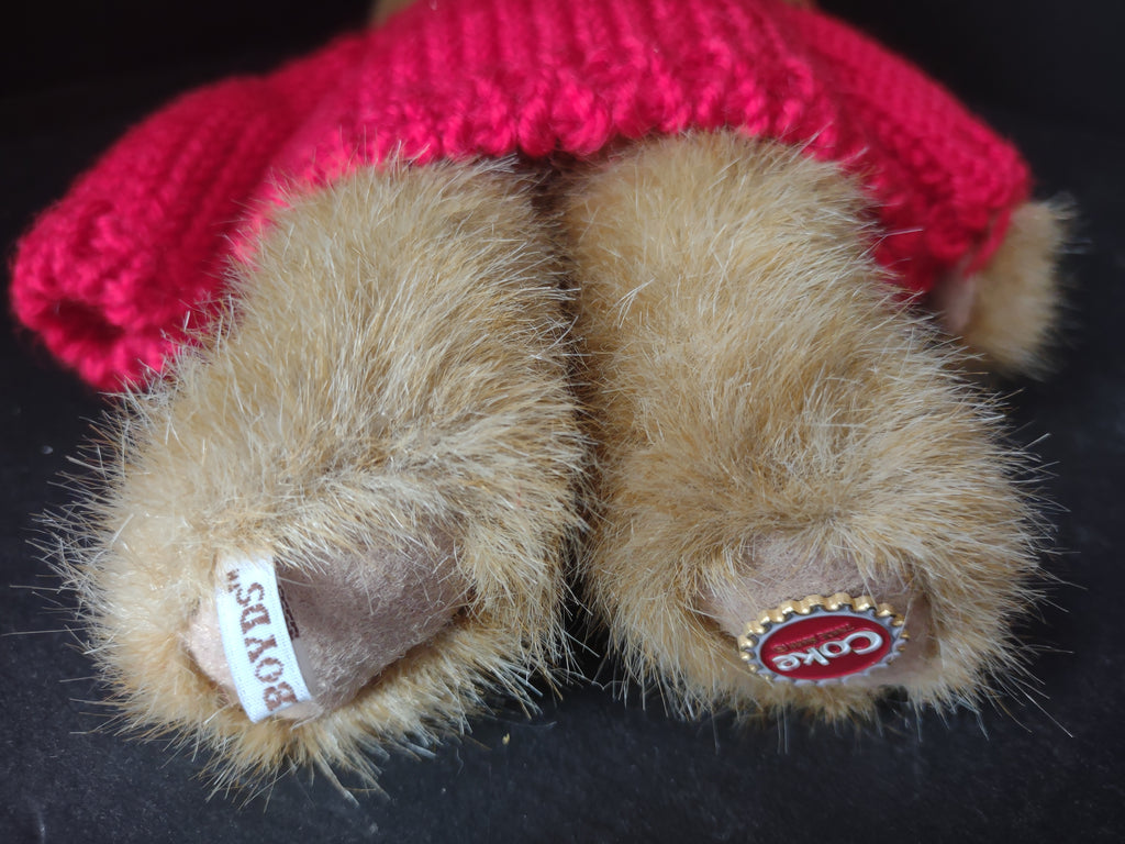Vintage Collectible Coca-Cola Boyds Bear Plush Johnny Red Sweater 8" (lot 3128c)