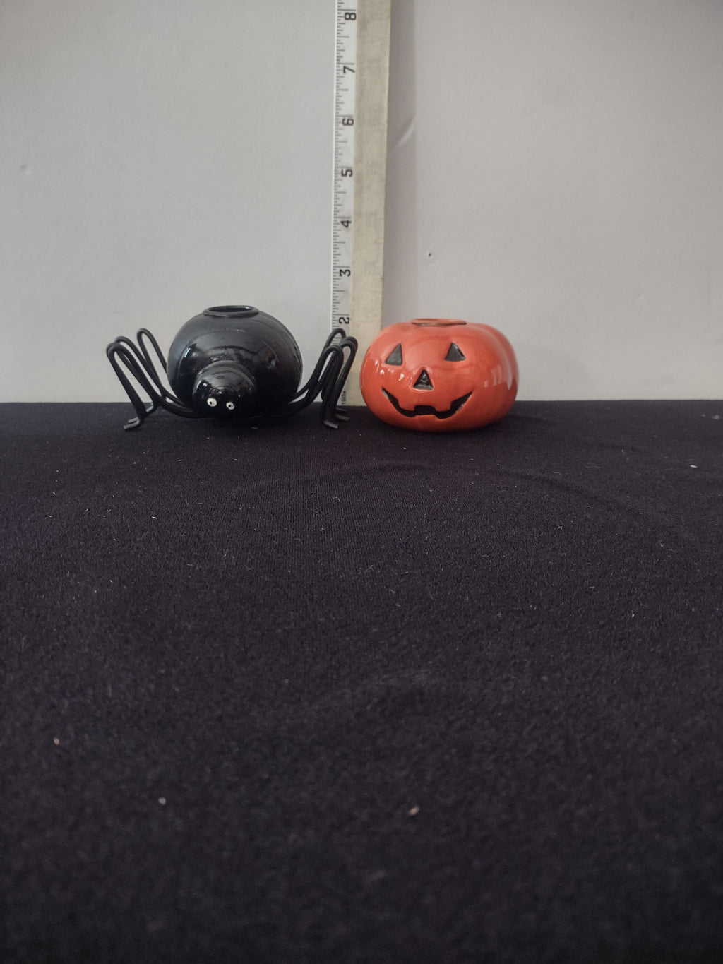 Halloween Spider And Jack O Lantern Taper Candle Holders (Lot 3371)