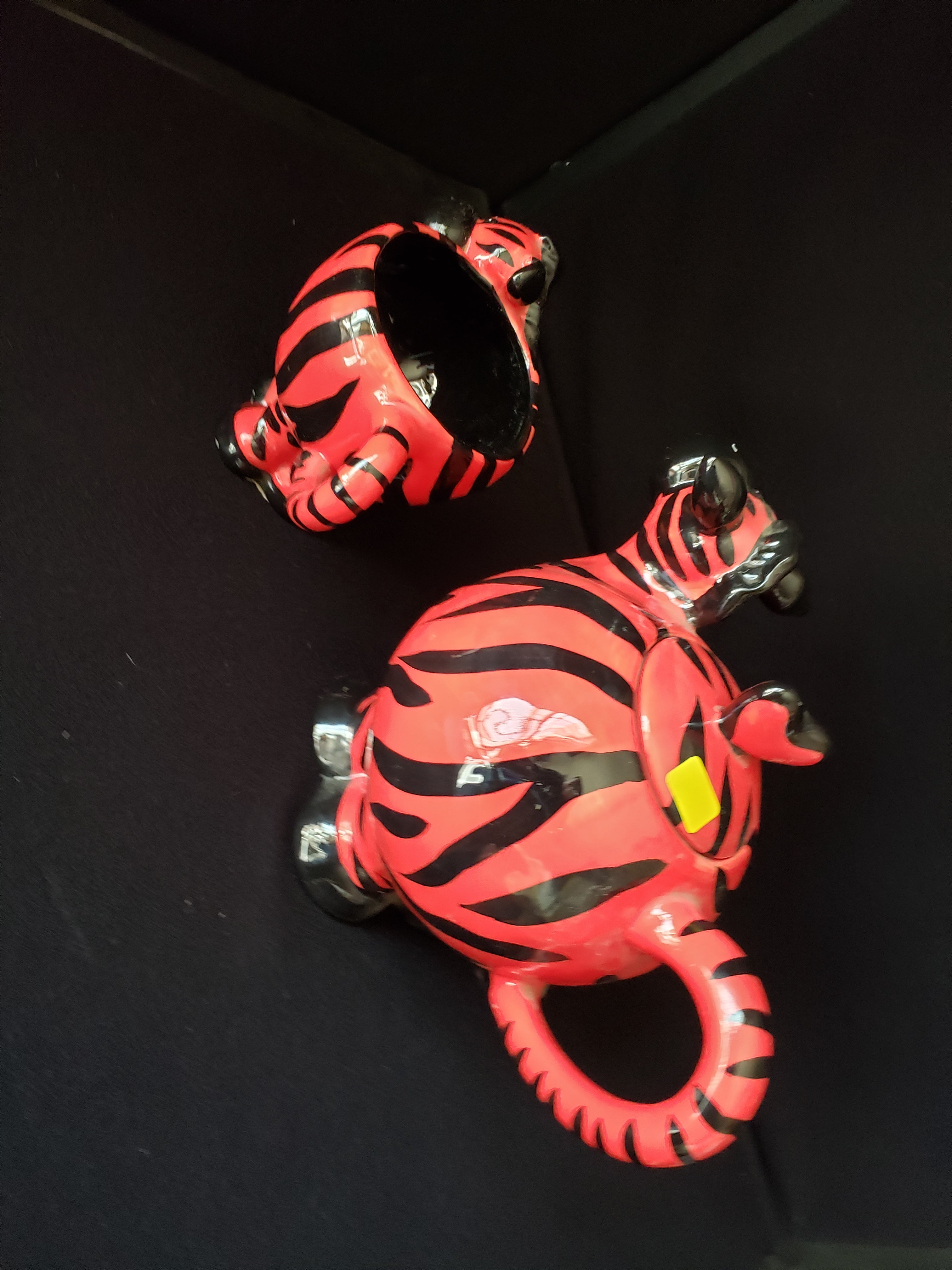 Whimsical Child Kid Collectible Red Zebra Teapot and Tea Cup (lot 2167)