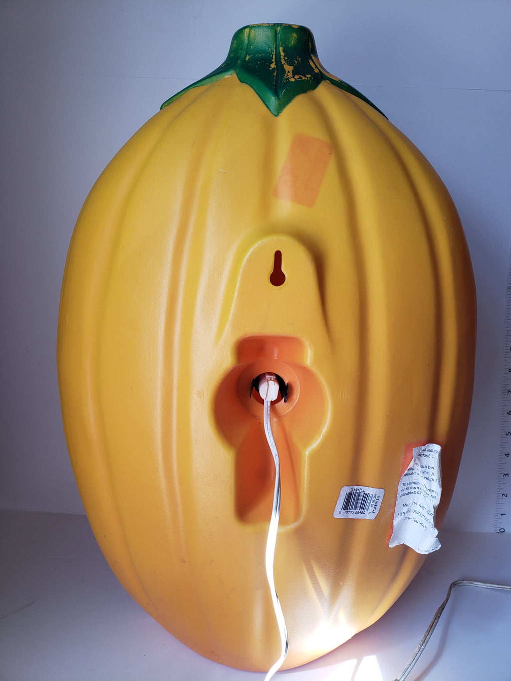 Halloween Plastic Jack O' Lantern Yellow Pumpkin Large Blow Mold 20" (lot 2213)