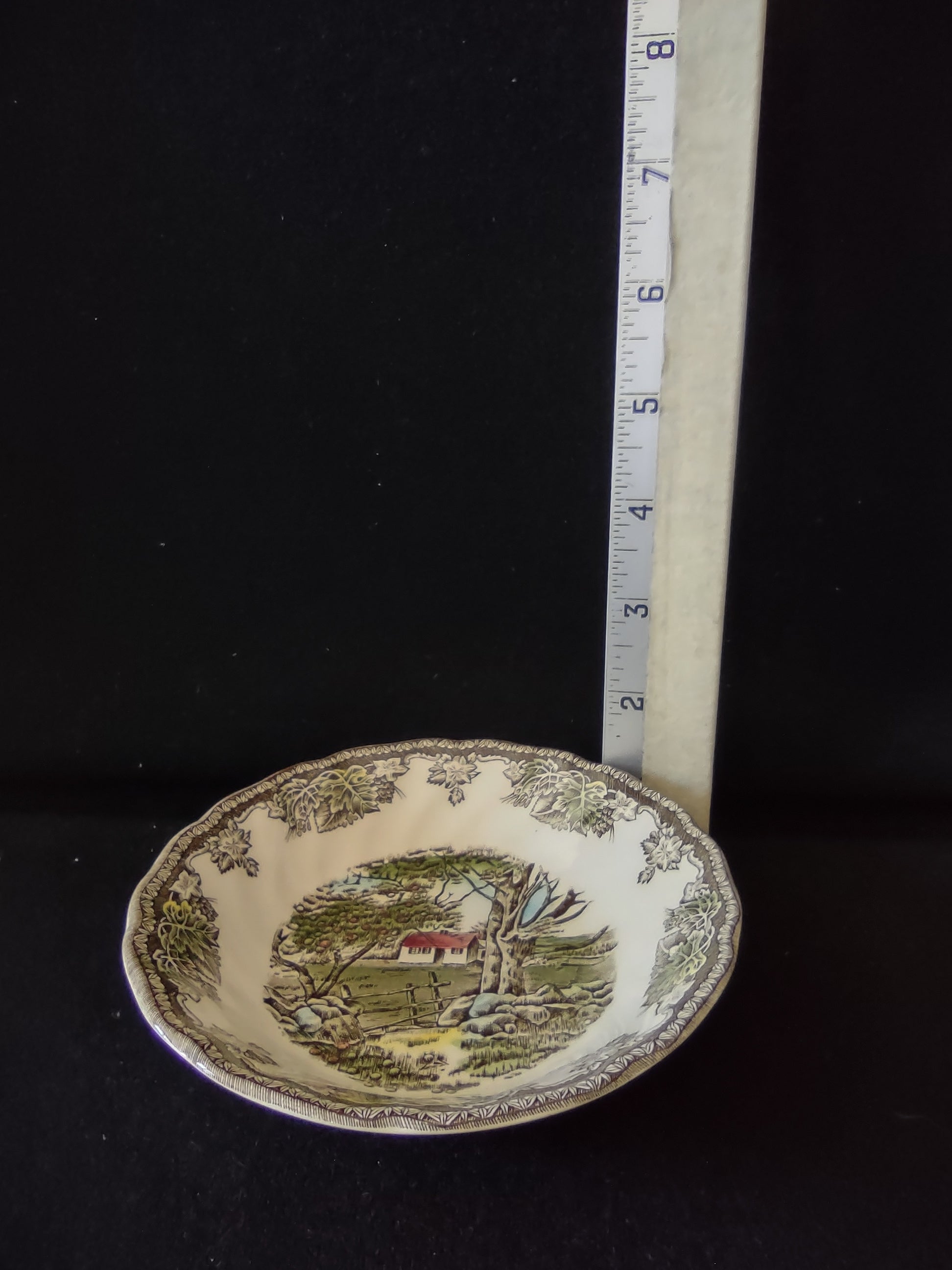 Vintage Johnson Bros Fruit Dessert Bowl Ironstone Friendly Village x3 (Lot 5530)