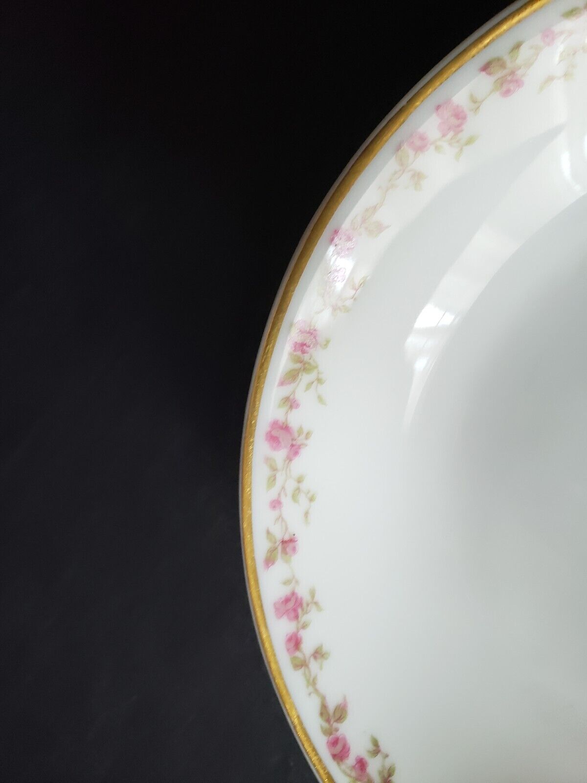 Haviland Limoges France 5-1/2" Bowl Gold Trim Pink Rose Garland (lot 570)