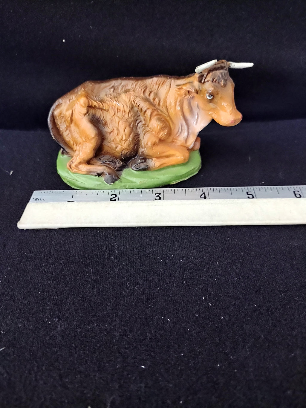 Fontanini Nativity Paper Mache Cow Ox Bull 3X5" Hand Painted Italy (Lot 4075)
