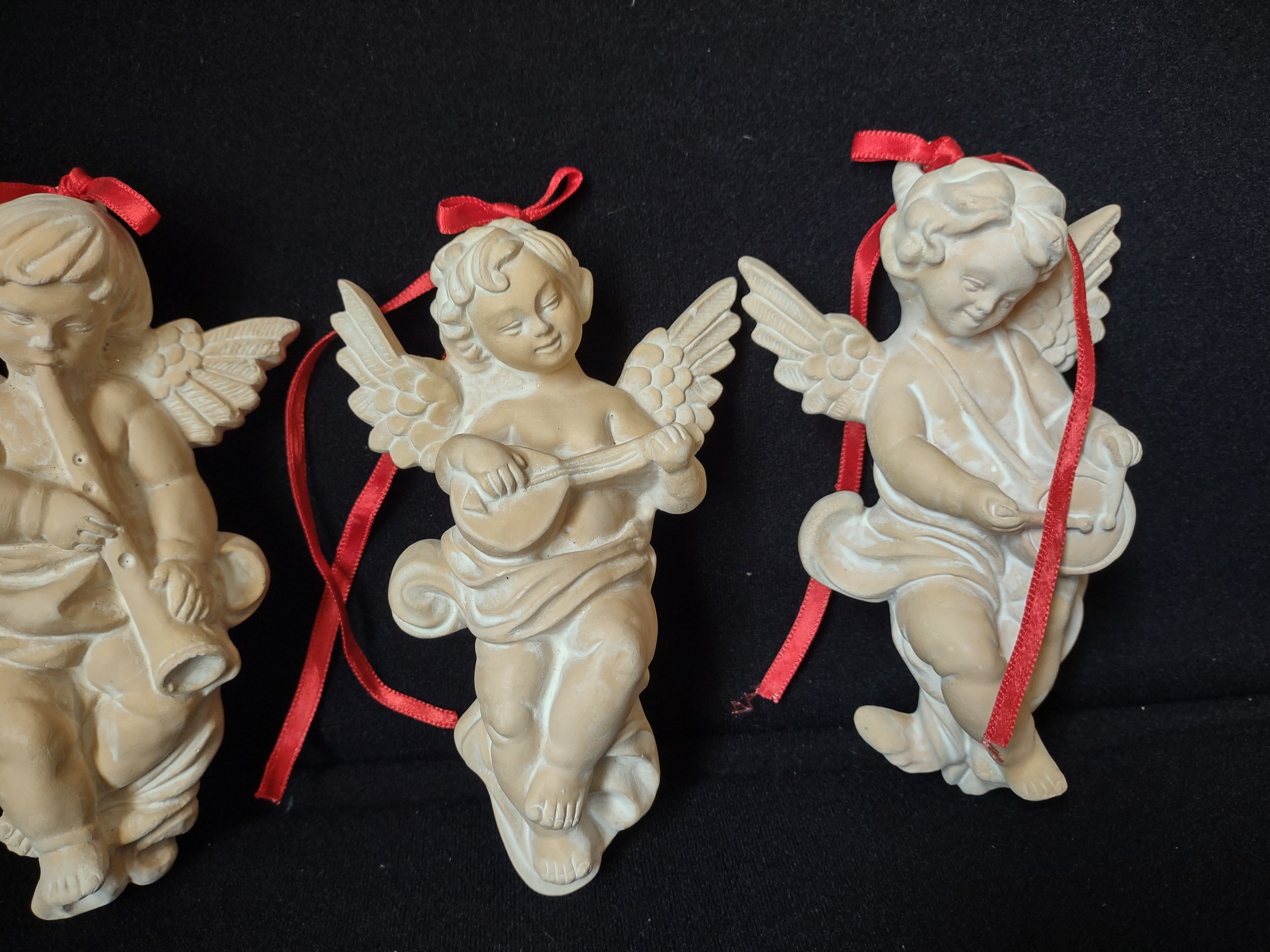 Set of 3 Terracotta Angel Cherub Christmas Tree Ornament (lot 1647)