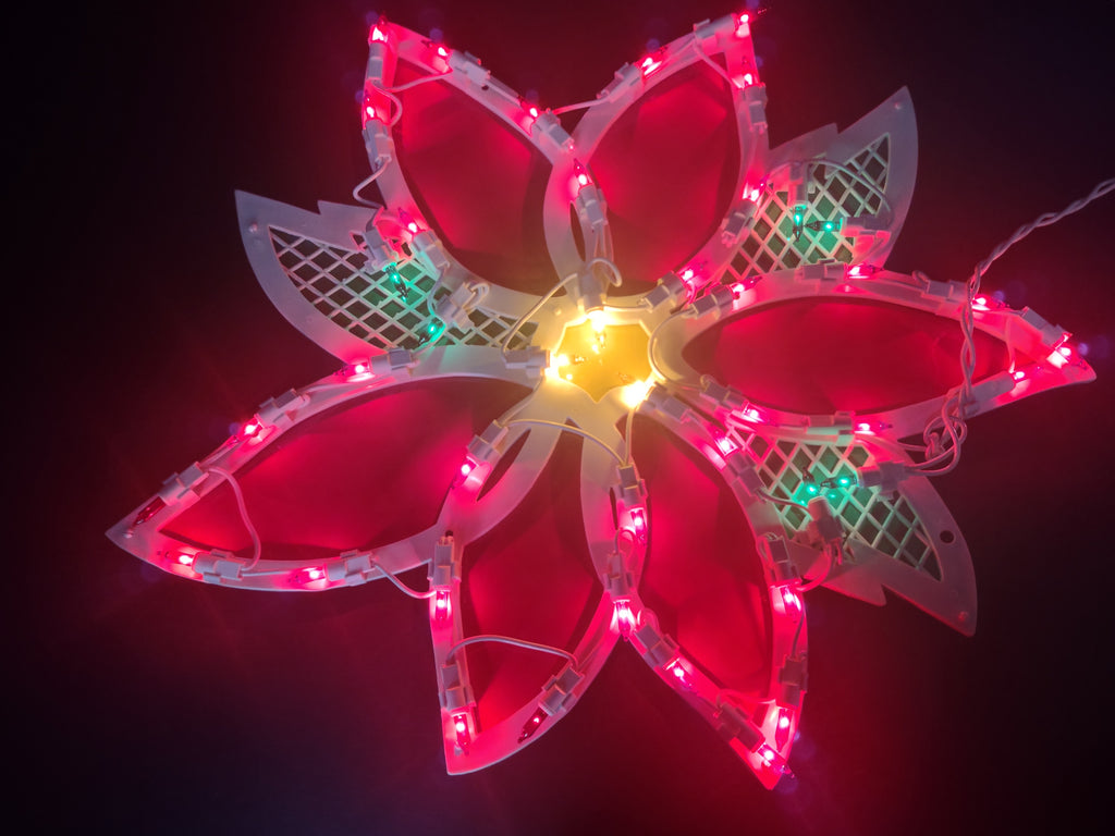 Christmas Poinsettia Flower Light Up Sculpture Decoration 17" (lot 1549)