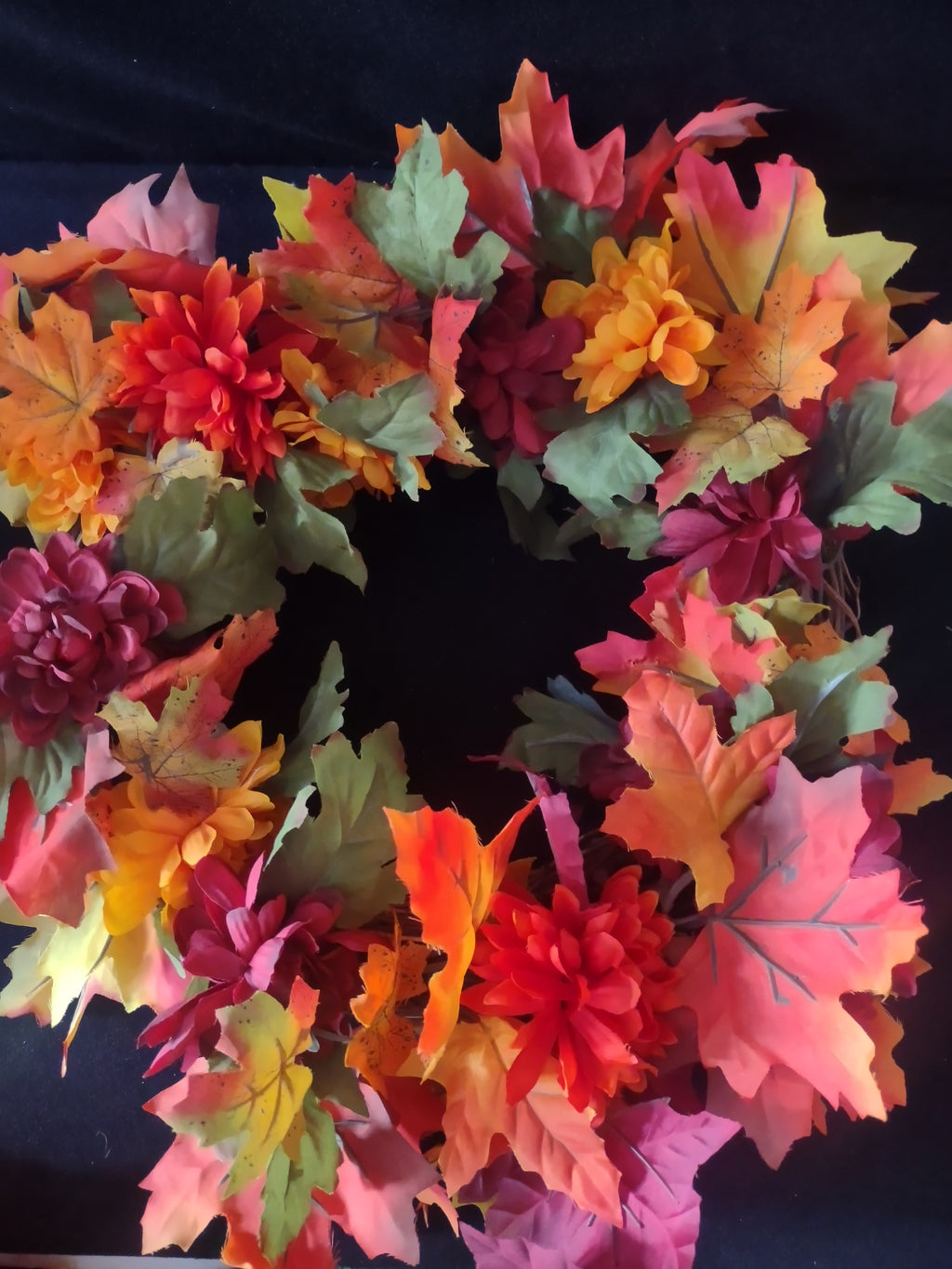 Halloween Thanksgiving/Fall Floral Leaves Grape Vine Wreath x 2 (Lot 3441)