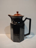 Vintage MCM Ironstone Amber Octagon Pitcher Brown Cabin Rustic USA (lot 5011)