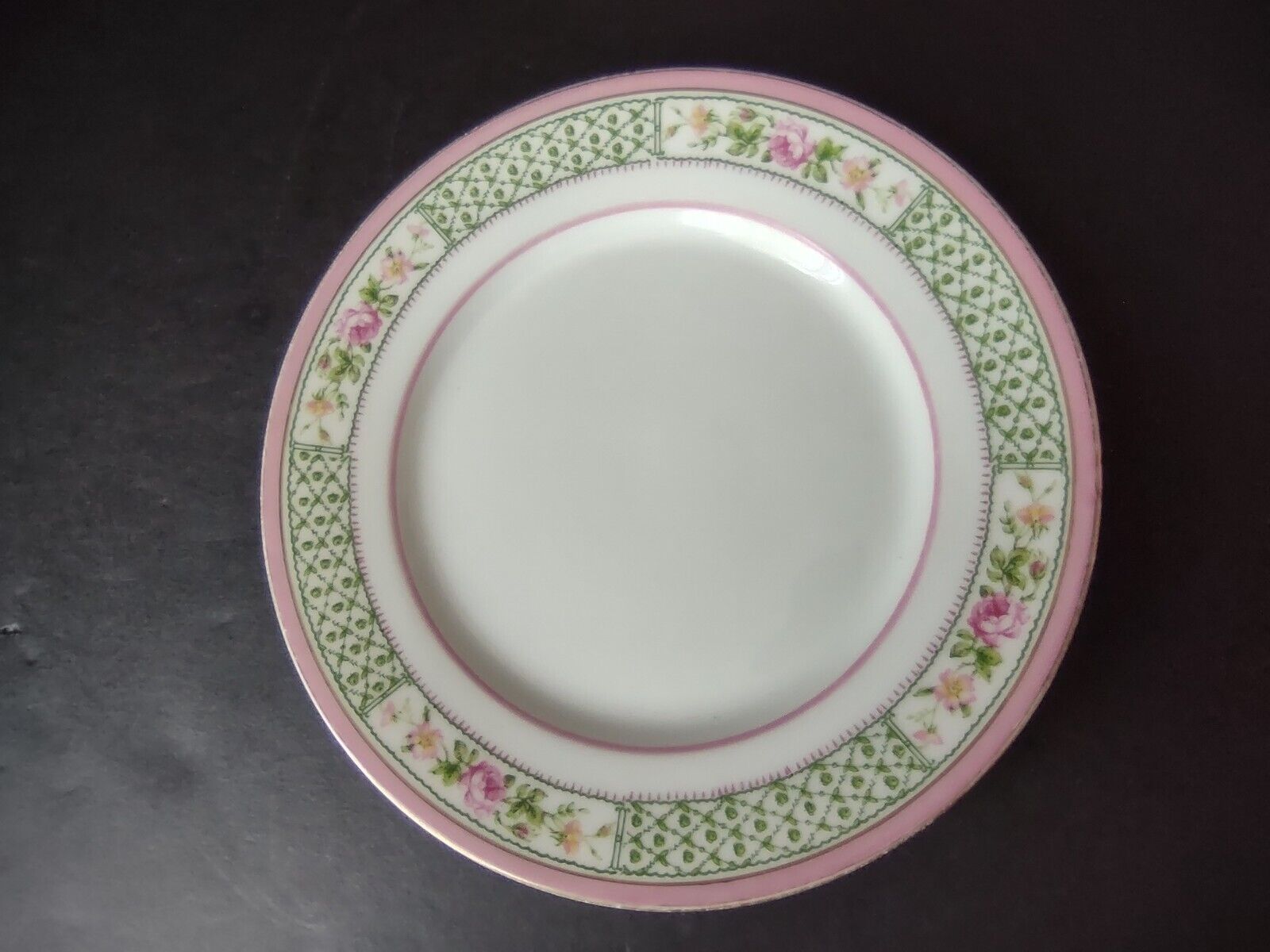 Depose France Bailey Banks Biddle Bread Butter Plate 6-1/4" Pink Green (lot 741)