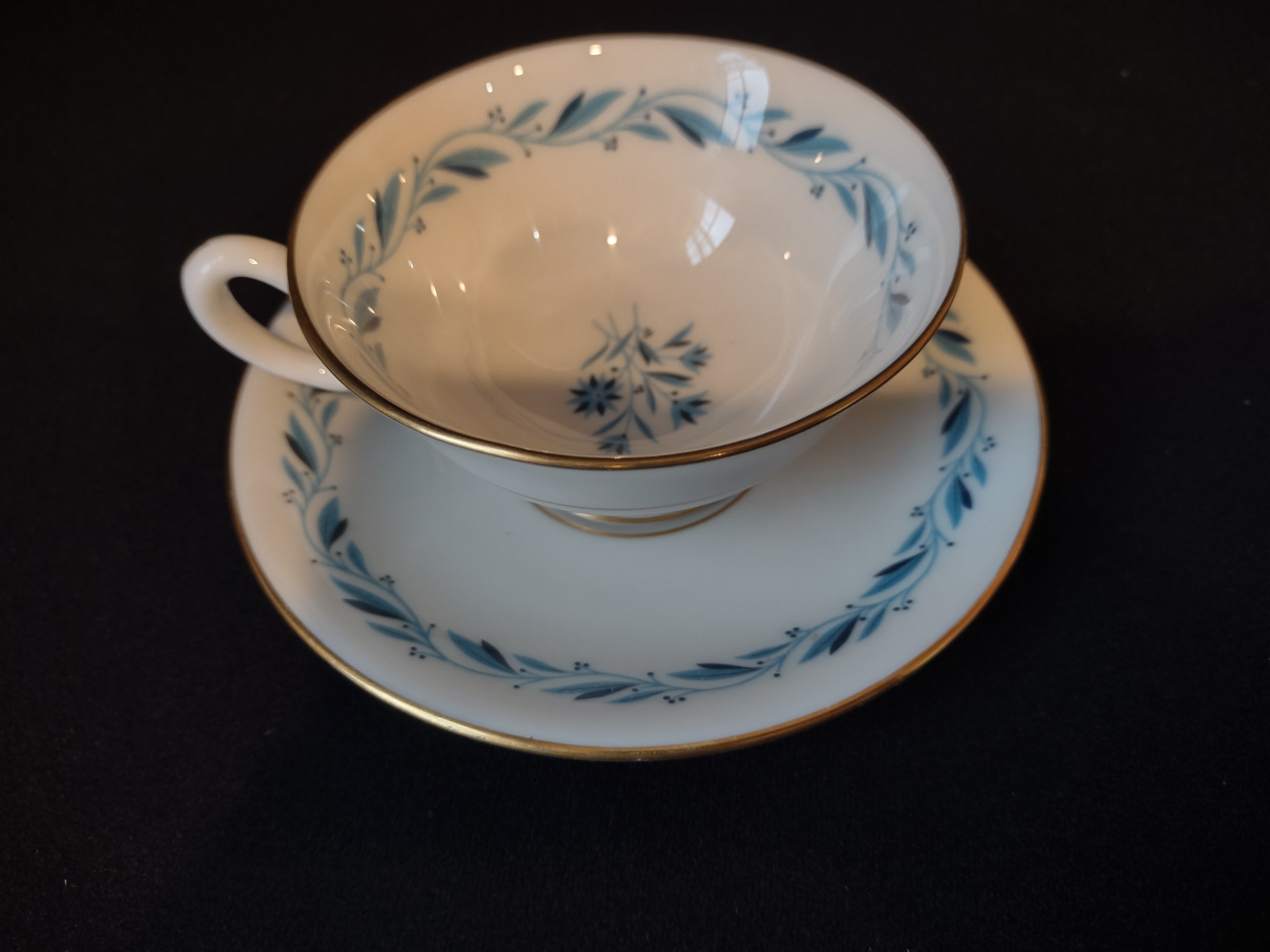 Vintage Lenox Blue Ridge Teacup with Saucer Gold Stamp (lot 1782)