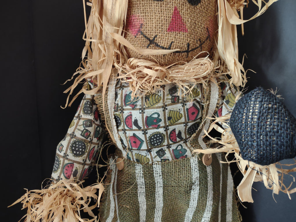 Halloween Fall 32" Scarecrow Standing Primitive Rustic (lot 3080j)