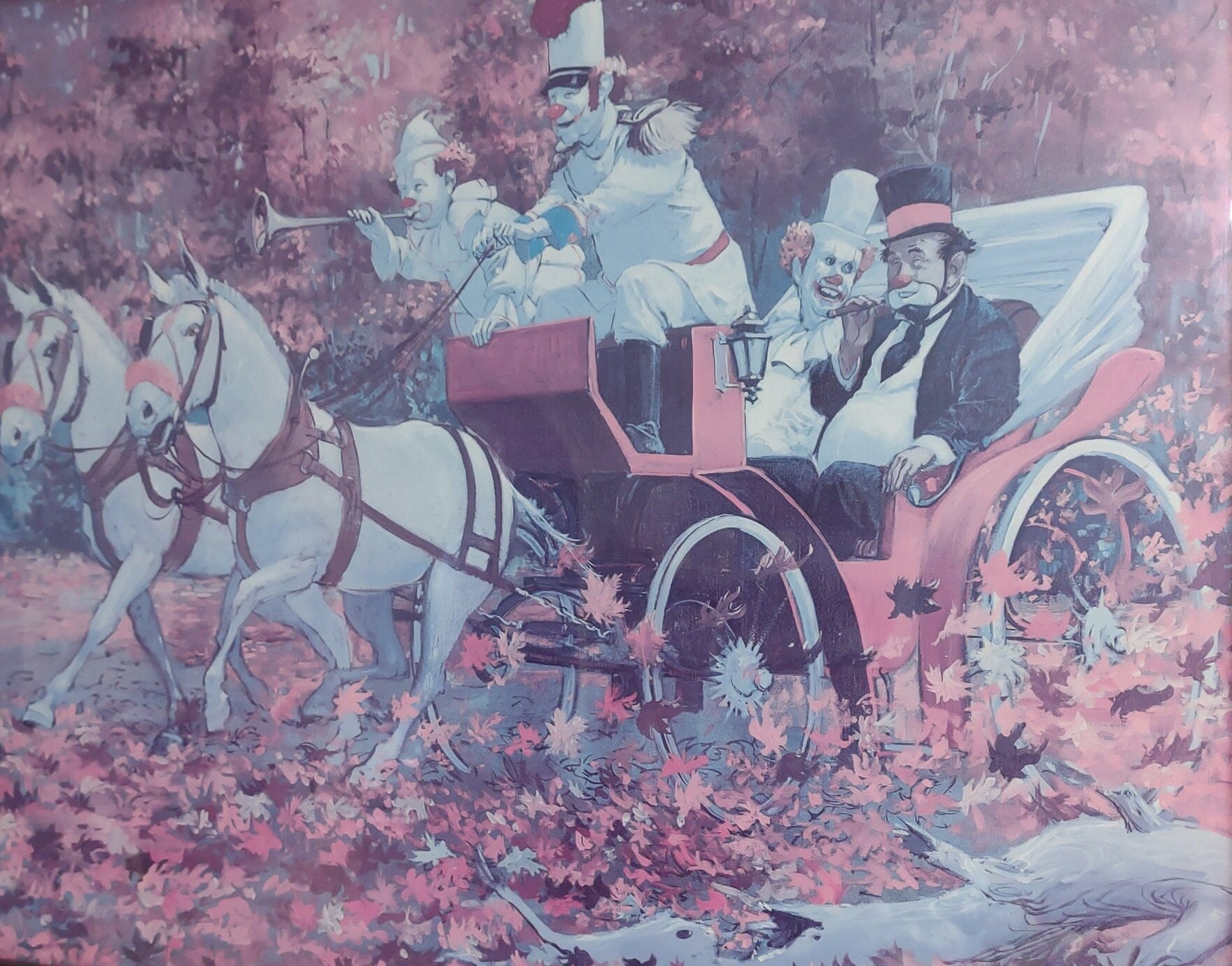 Clown Pink Robert Owen Once Around the Park Picture ONLY 28" x 22" (lot 3319c)