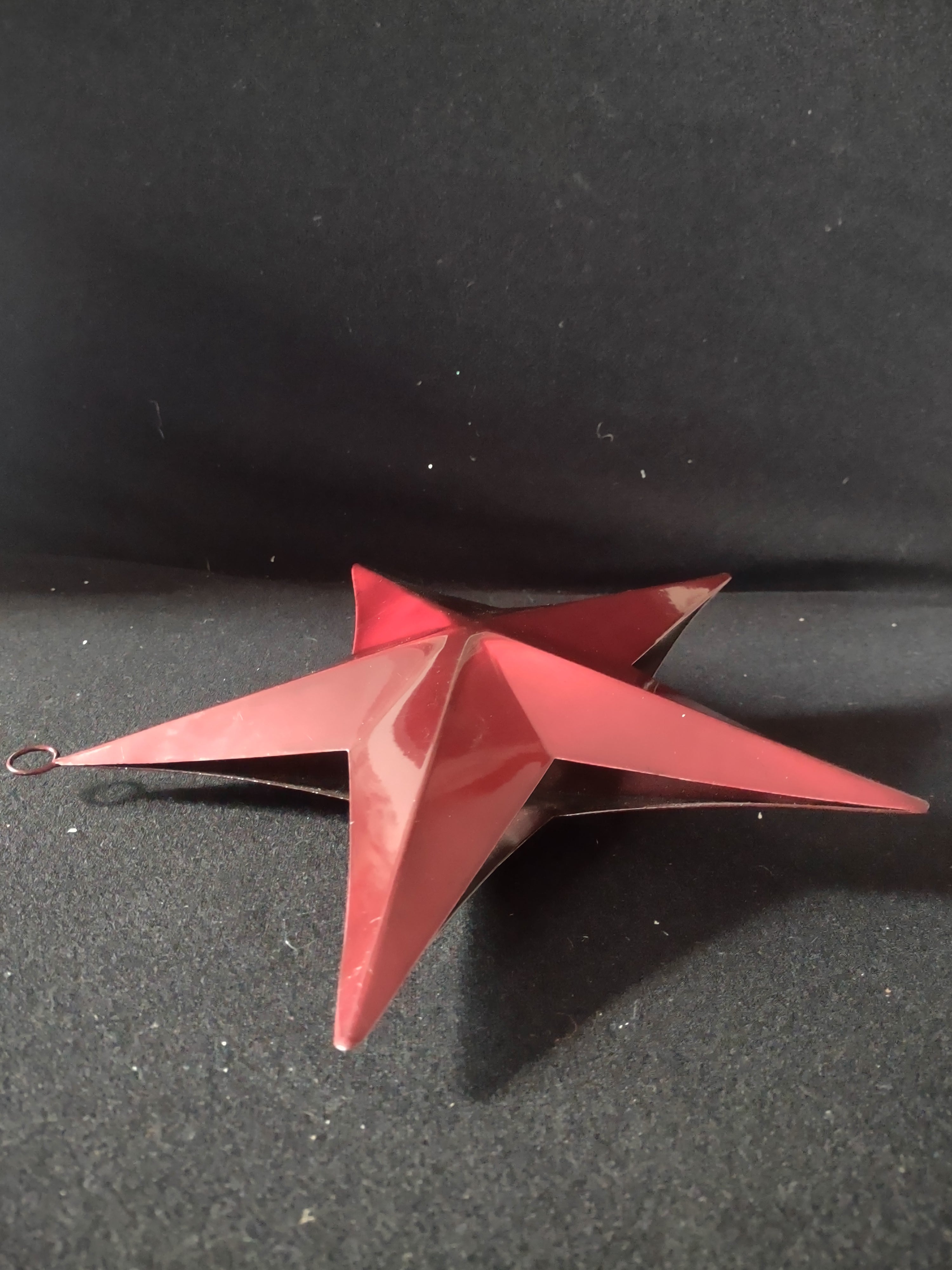 Vintage Christmas Shiny Red Metal Star Ornament 10" (Lot 4667)