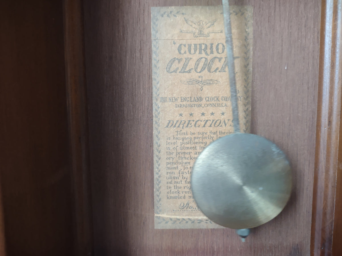 Vintage New England Clock Co Curio Cabinet Wall Clock [7256]