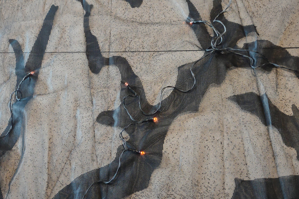 Halloween Light Up Black Curtain 84" x 50" Which Bat (lot 3100)
