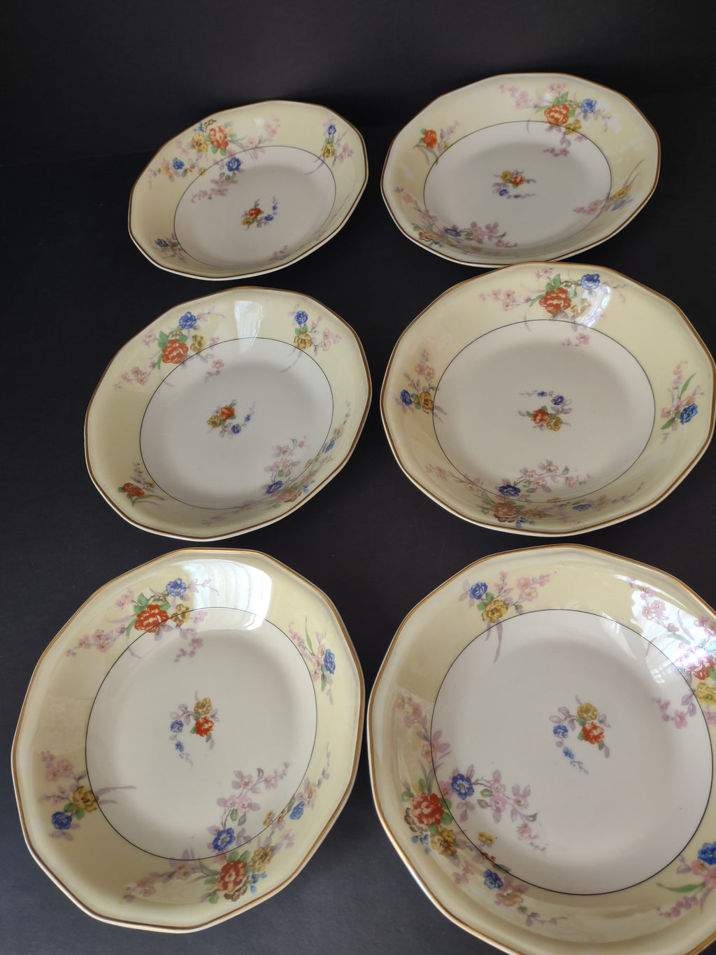 Haviland Limoges Yellow Jewel 6 x Cream Soup Bowl Floral (lot 816)