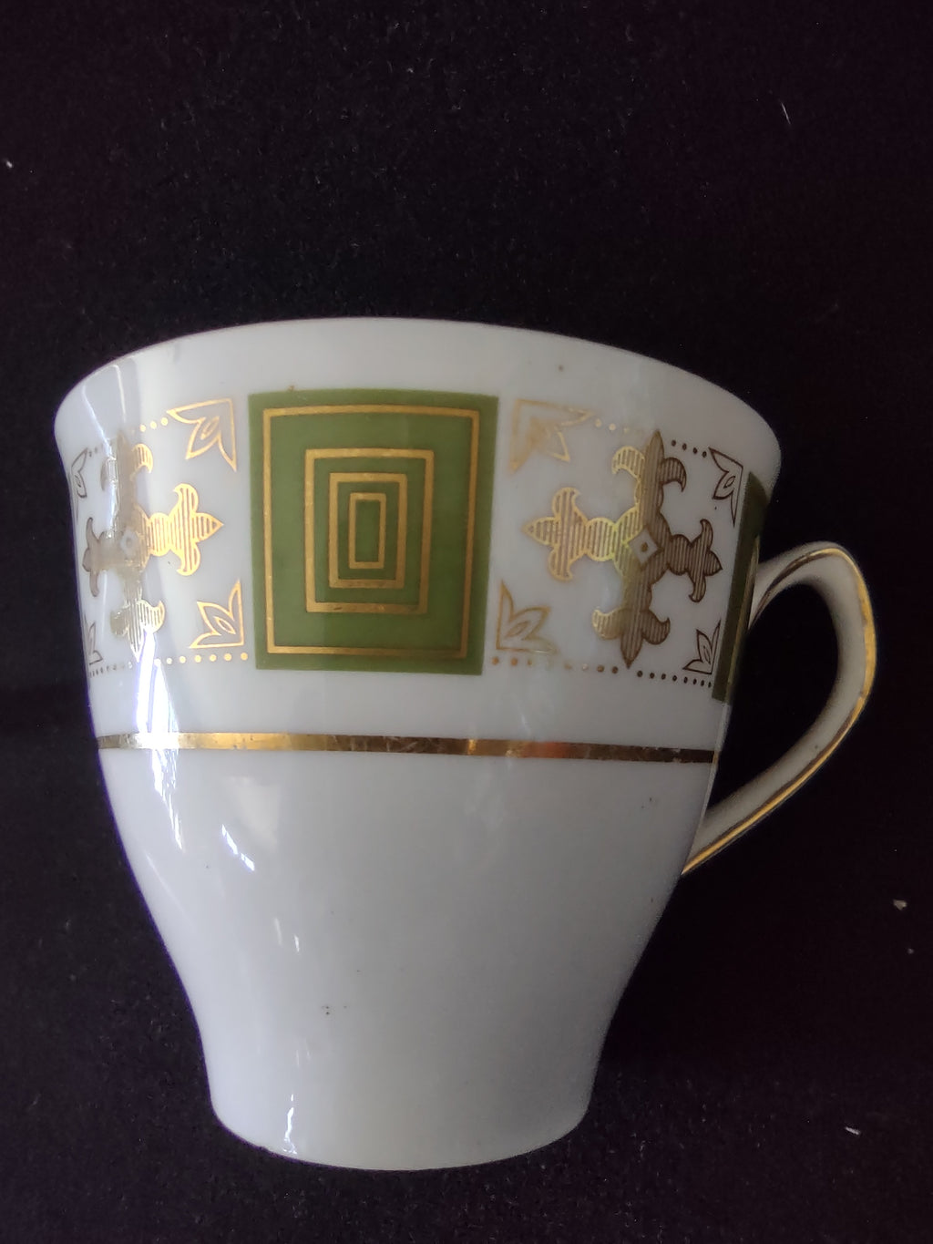 Vintage Spode Coffee Cup Persia Green Bone China Set Of 4 (Lot 5725)