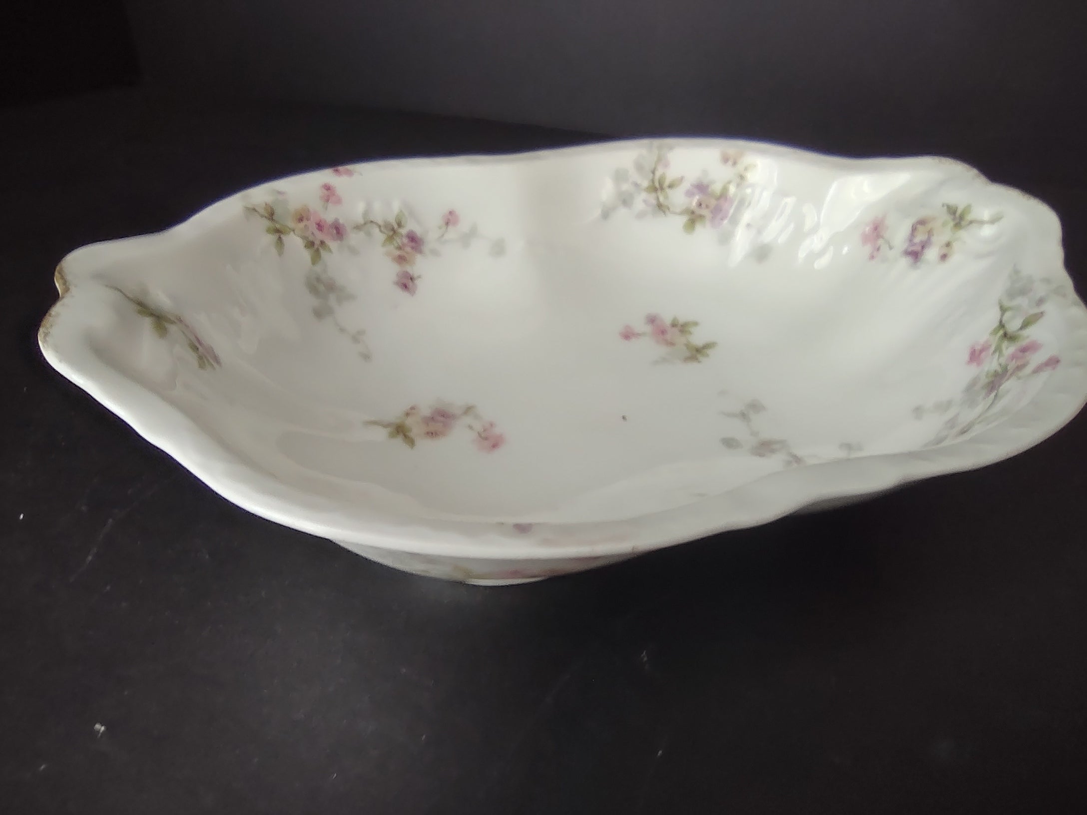 Haviland Limoges Serving Bowl Platter Pink Purple Yellow Rose (lot 842)