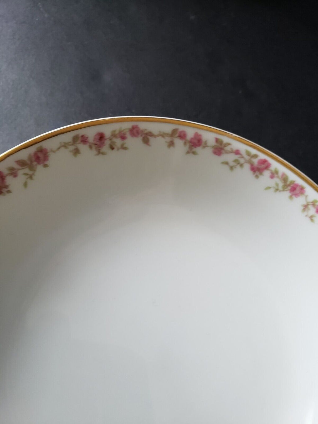 Haviland Limoges France 5-1/2" Bowl Gold Trim Pink Rose Garland (lot 570)