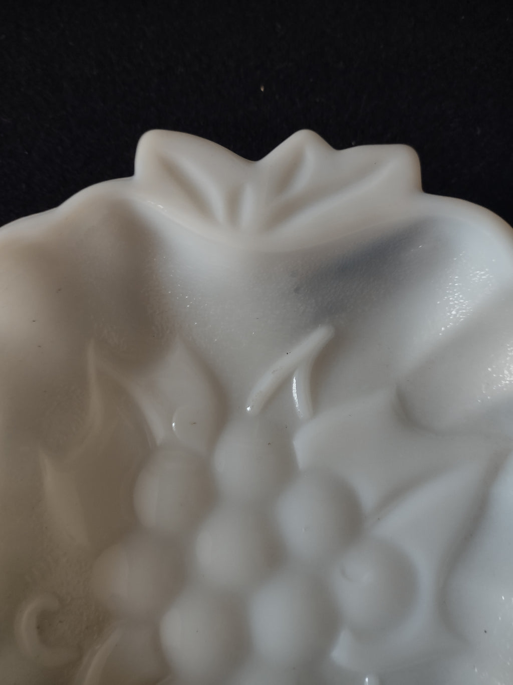Vintage Hazel Atlas Milk Glass Grape Shaped Candy Relish Dish x 2 (Lot 5250)