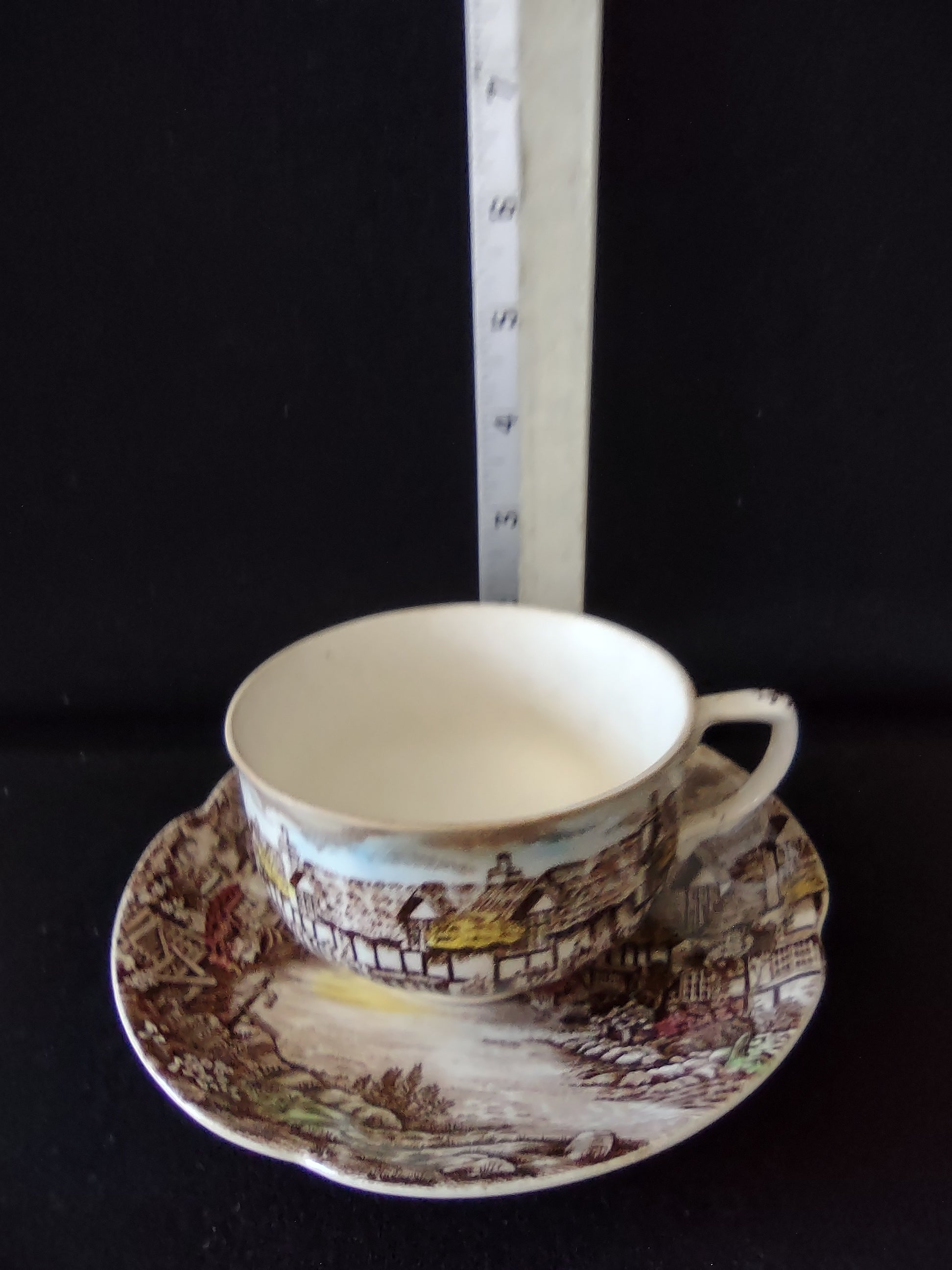 Vintage Johnson Bros Teacup Saucer Ironstone Olde English Countryside (Lot 5536)