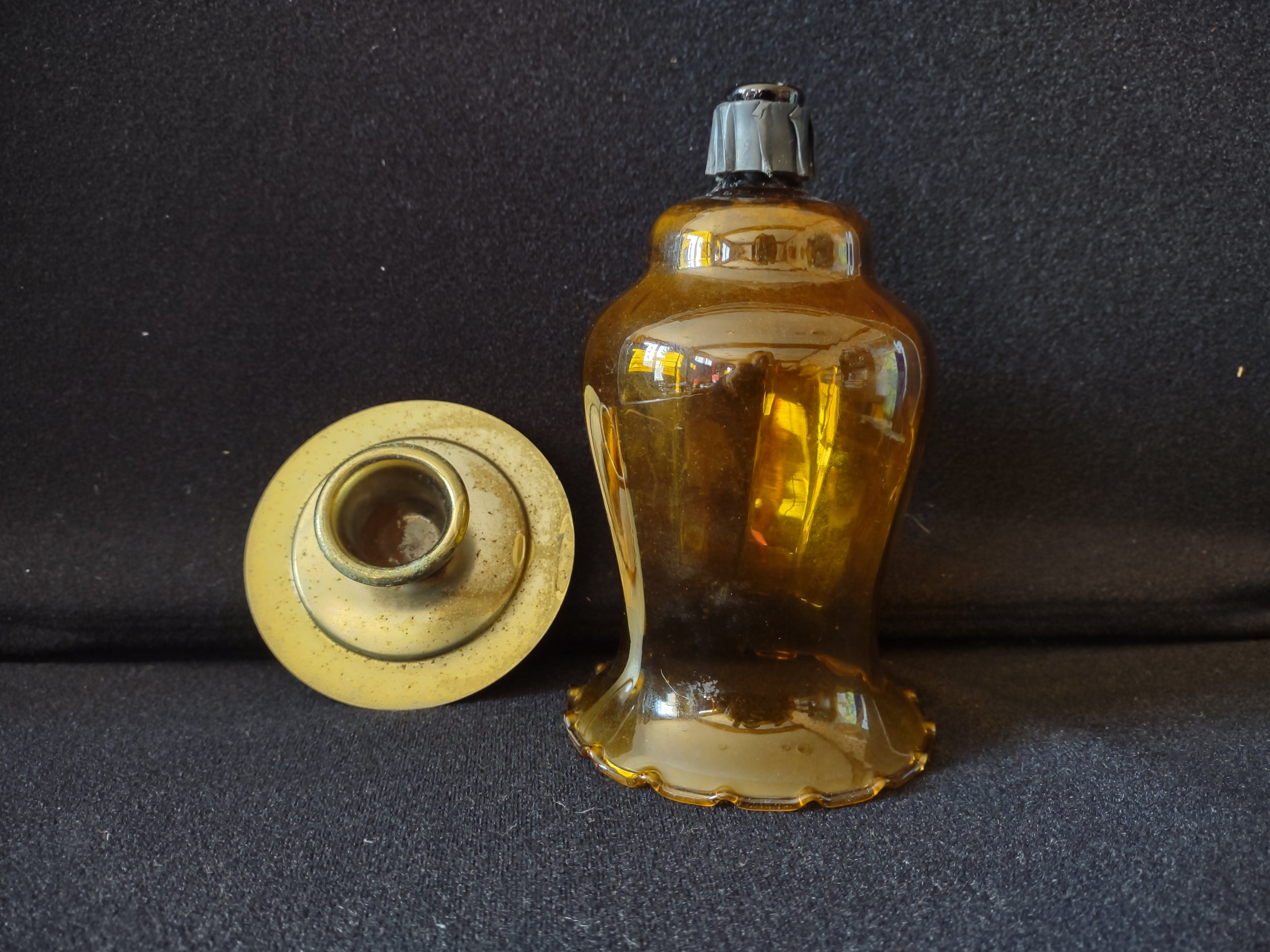 Vintage Homco Home Interiors Amber Votive Candle Holder 6" (lot 5397)