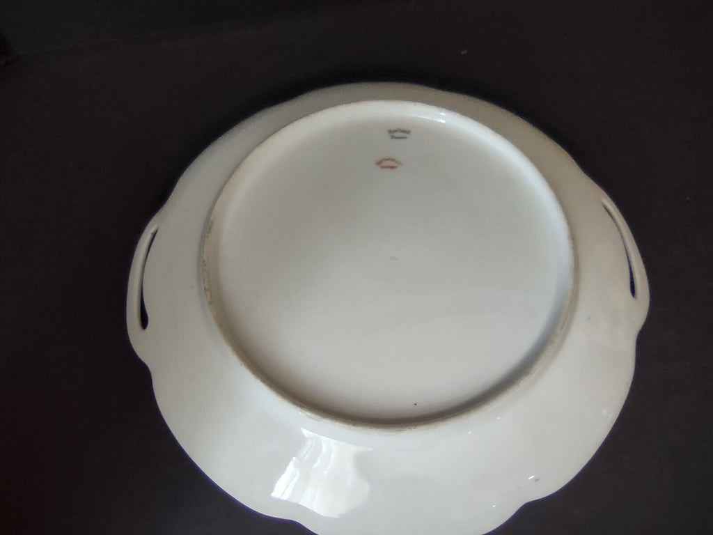 Vintage Haviland Limoges France Cake Serving Plate Blue Rose Gold Trim (lot 503)