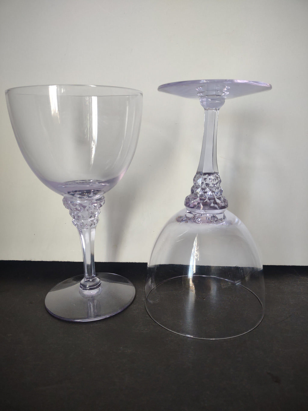 Set of 2 Tiffin Franciscan Twilight Blue Purple Violet 6-1/2" Goblets (lot 2719)
