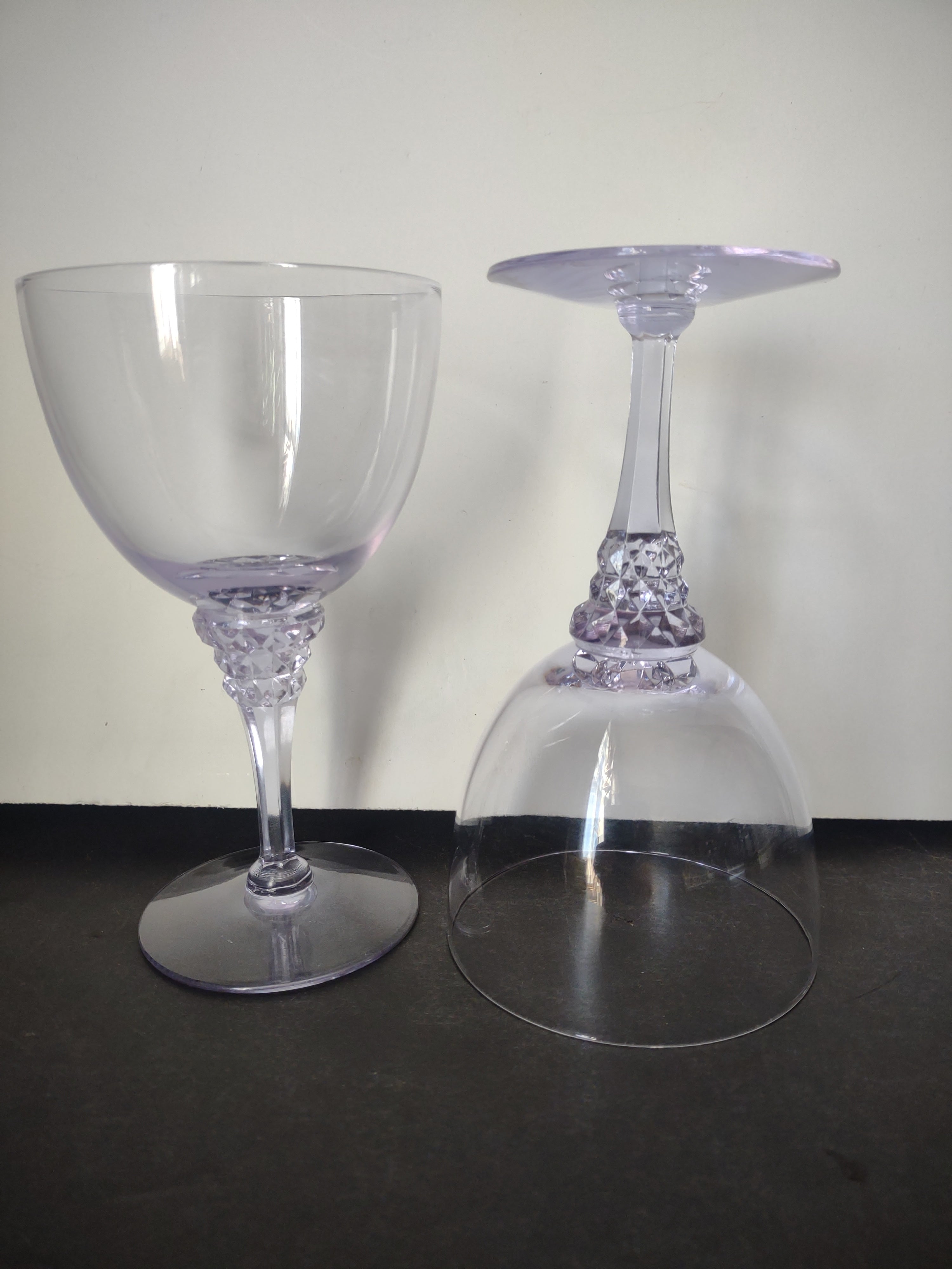 Set of 2 Tiffin Franciscan Twilight Blue Purple Violet 6-1/2" Goblets (lot 2719)