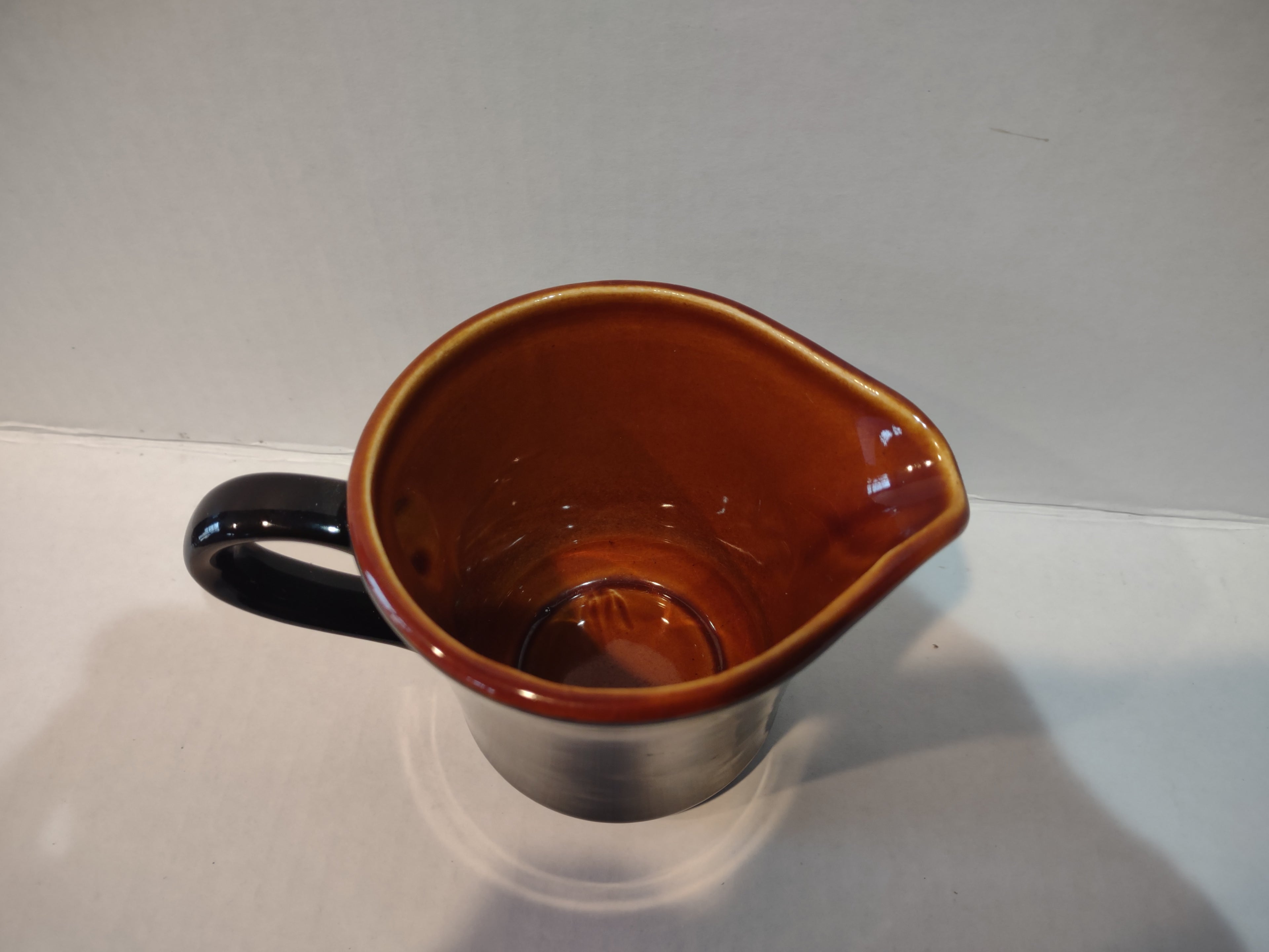 Vintage MCM Ironstone USA Amber Octagon Rustic Brown Creamer (lot 5014)