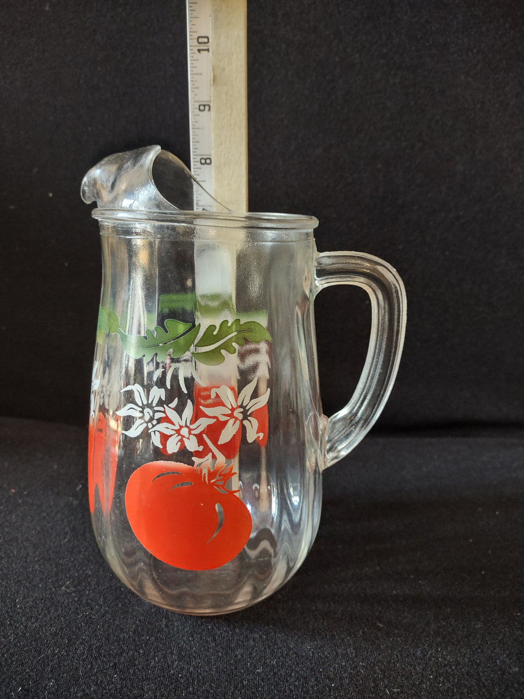 Vintage MCM Bartlett Collins Tomato Pitcher Drinking Glass x 6 (lot 5168)