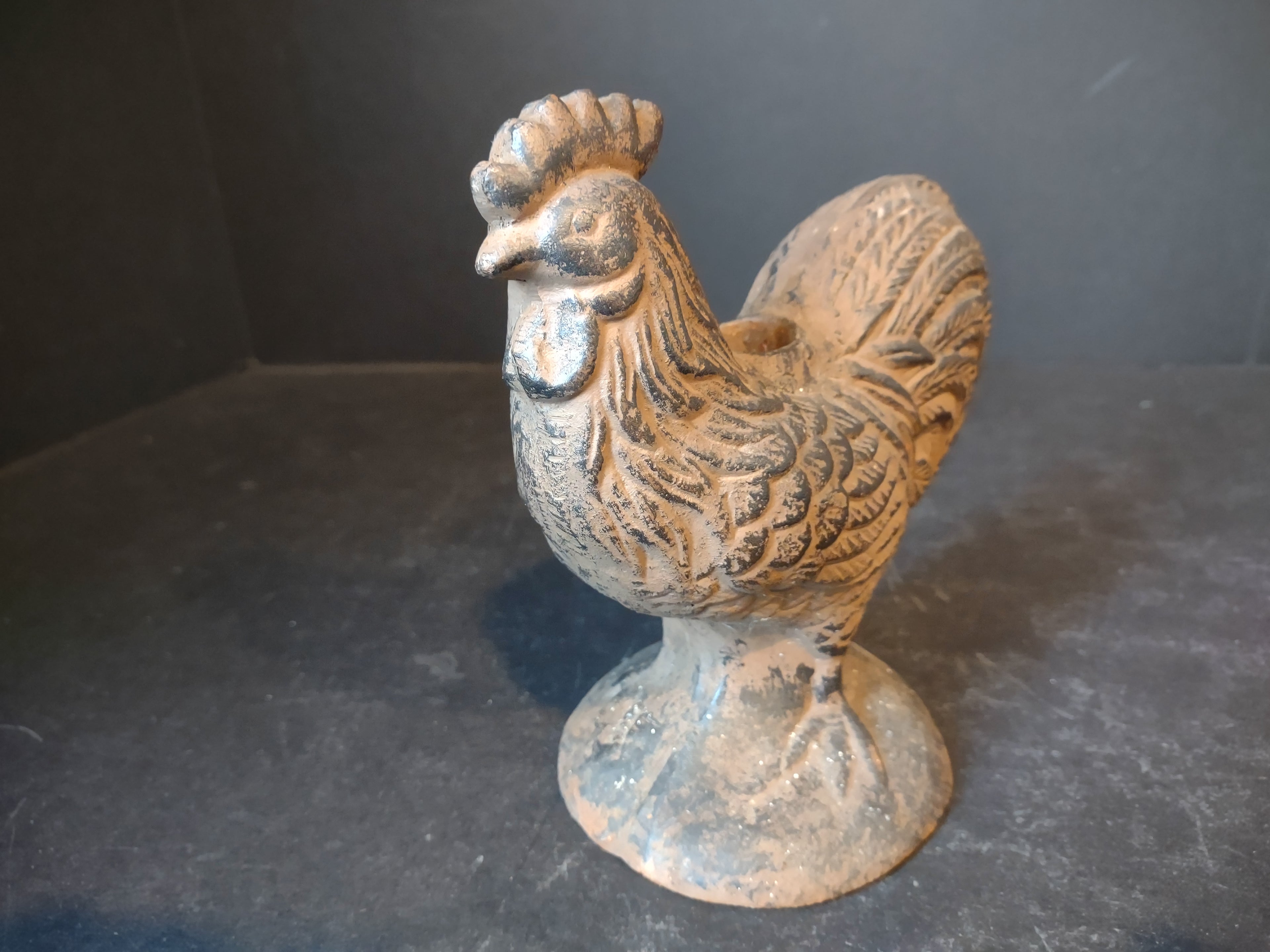 Vintage Cast iron Rooster Candle Holder (lot 2460)