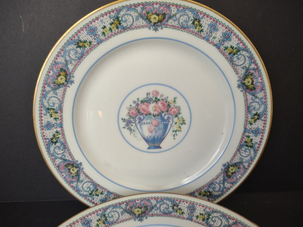 Set of 4 Limoges France Dessert Salad Blue Floral Plate 7-3/4" (lot 439)
