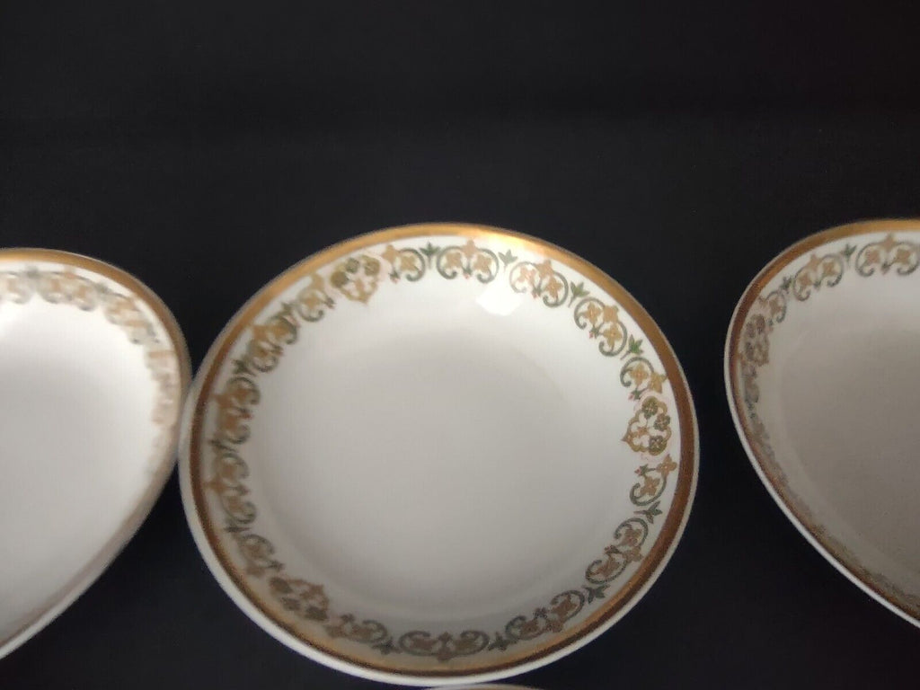Haviland Limoges 6 x Coupe 5" Plate Four Leaf Flower Green Red (lot 528)