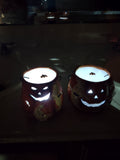 Halloween 4" Pumpkin/Ghost Candle Holder Set of 2 (Lot 3177)