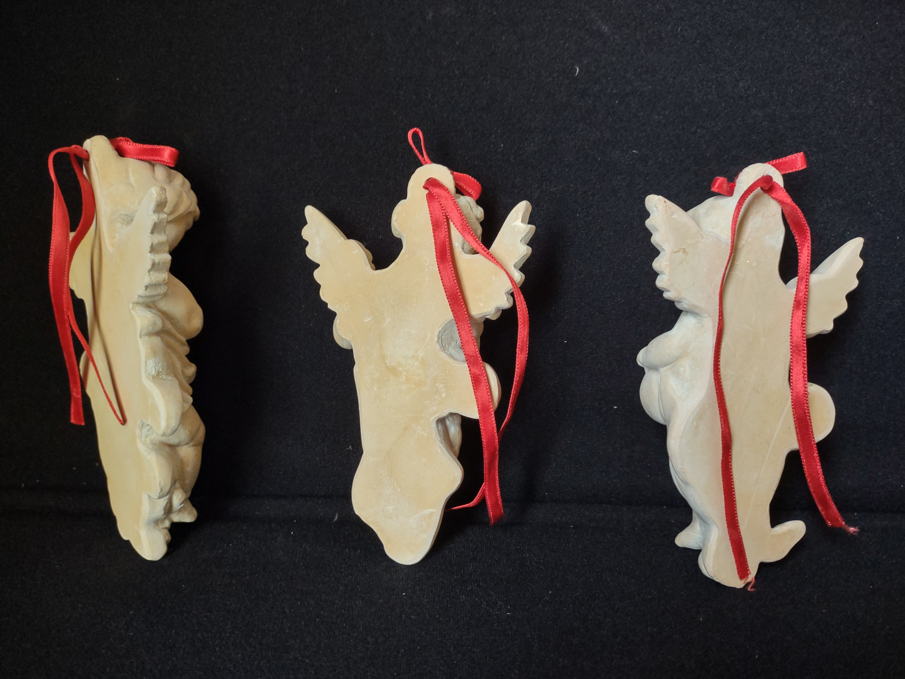 Set of 3 Terracotta Angel Cherub Christmas Tree Ornament (lot 1647)