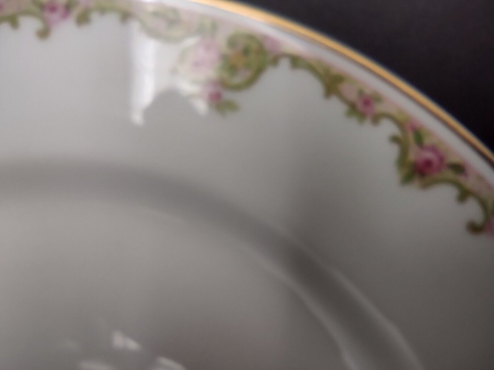 Haviland Limoges Gold Green & Pink Rose Trim Salad Luncheon White Plate (lot 685