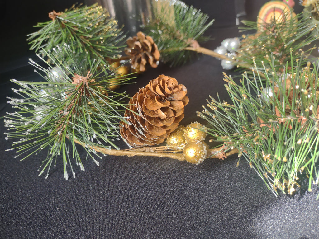 Berries & Pinecones 3 Piece Pedestal Hurricane Christmas Centerpiece (lot 2281)