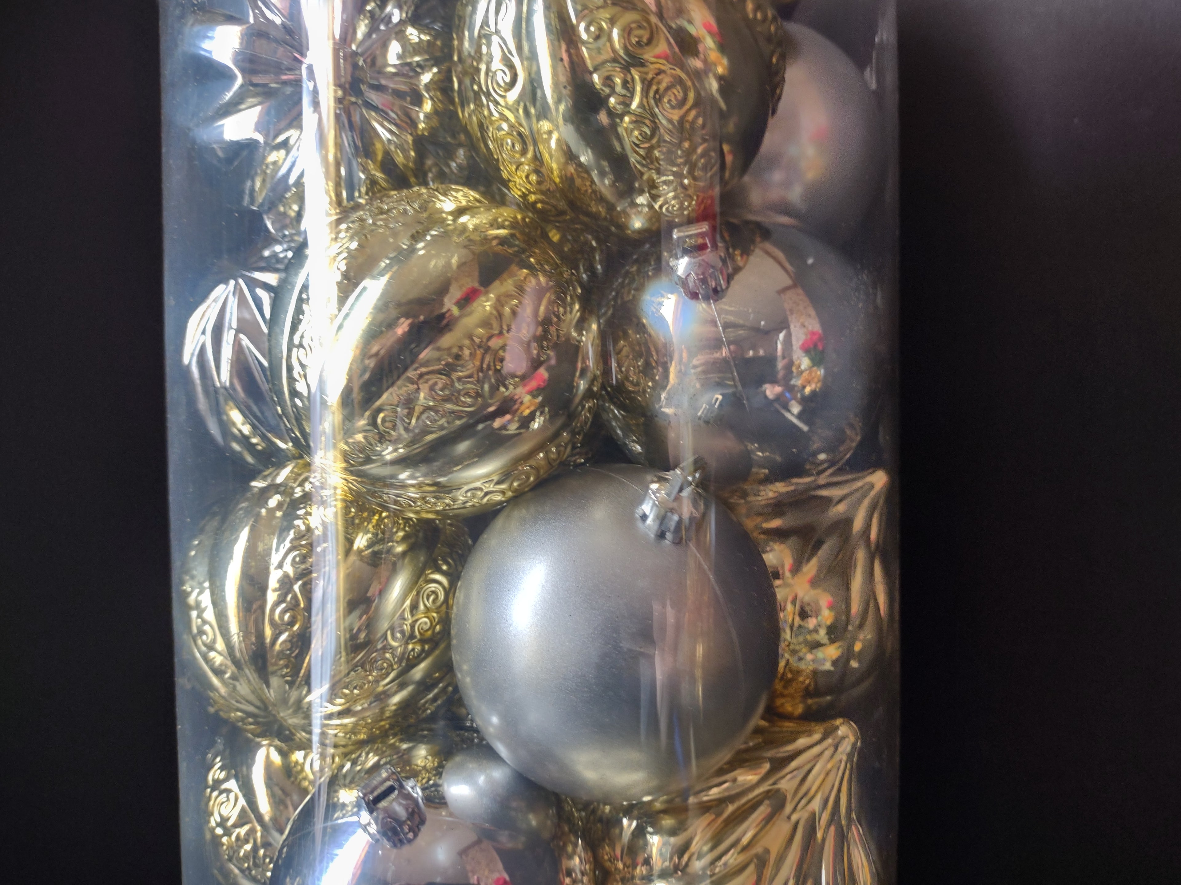 Vintage Christmas Ornaments Golden Silver Shatterproof Plastic 48 ct. (lot 1621)