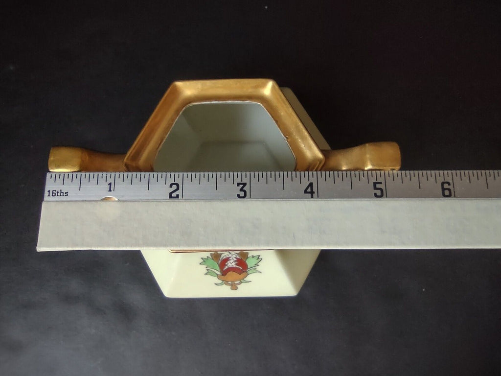 Limoges France Green Red Heavy Thick Gold Trim Sugar Dish Creamer Set (lot 712)