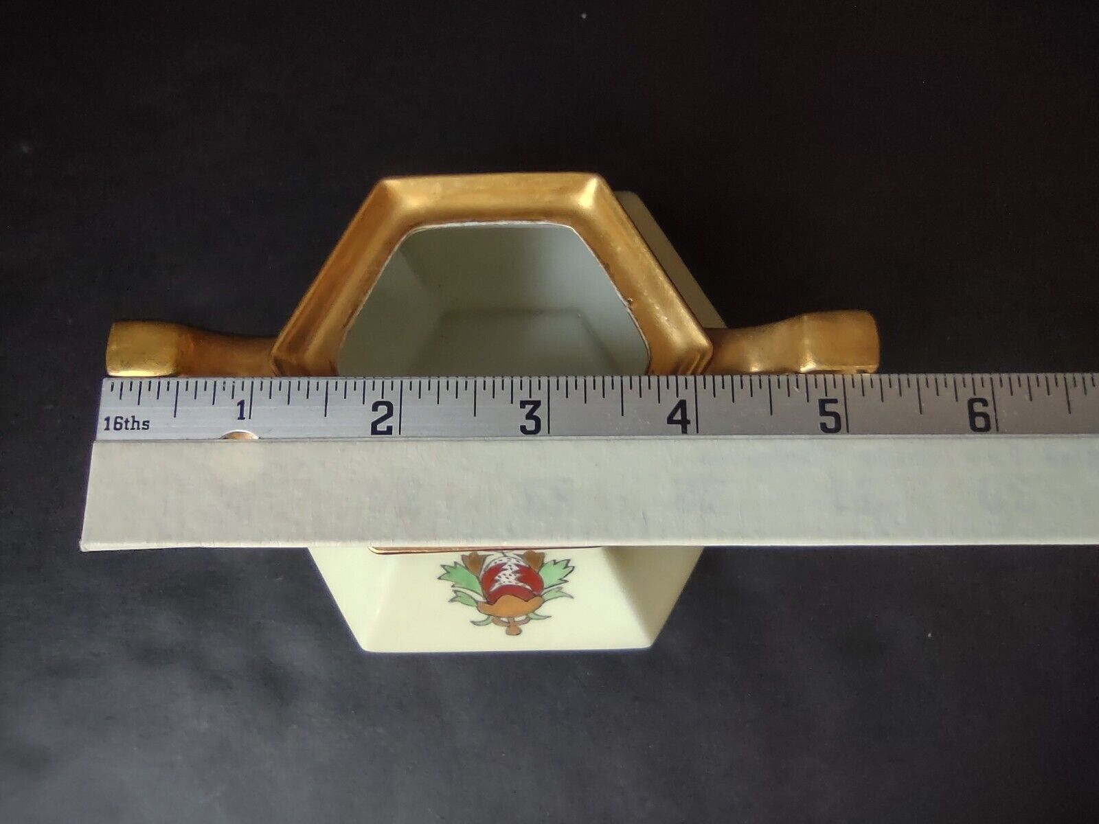 Limoges France Green Red Heavy Thick Gold Trim Sugar Dish Creamer Set (lot 712)
