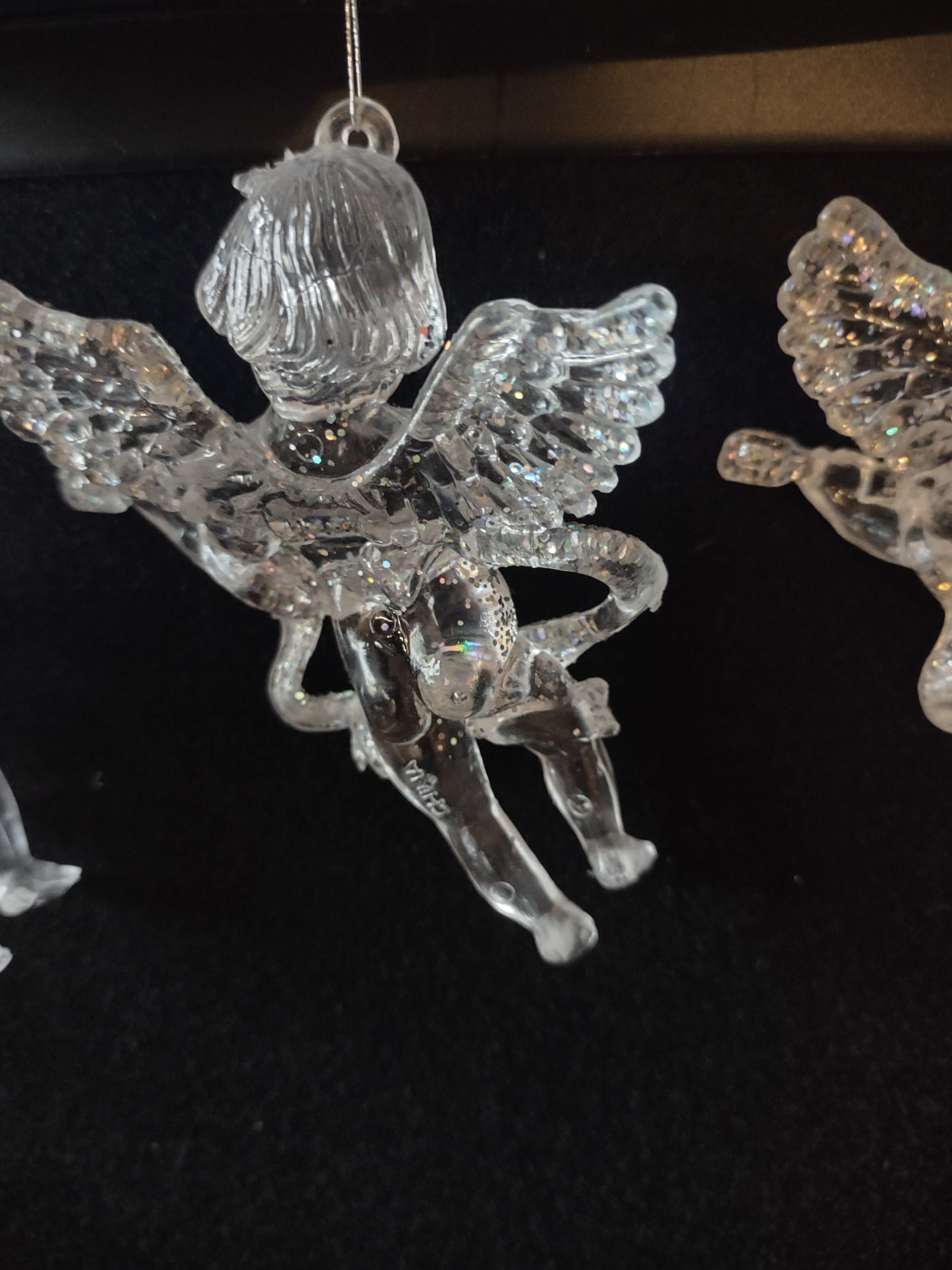Christmas Angel Ornaments Clear Irridescent Musical Instruments X 15 (Lot 4591)
